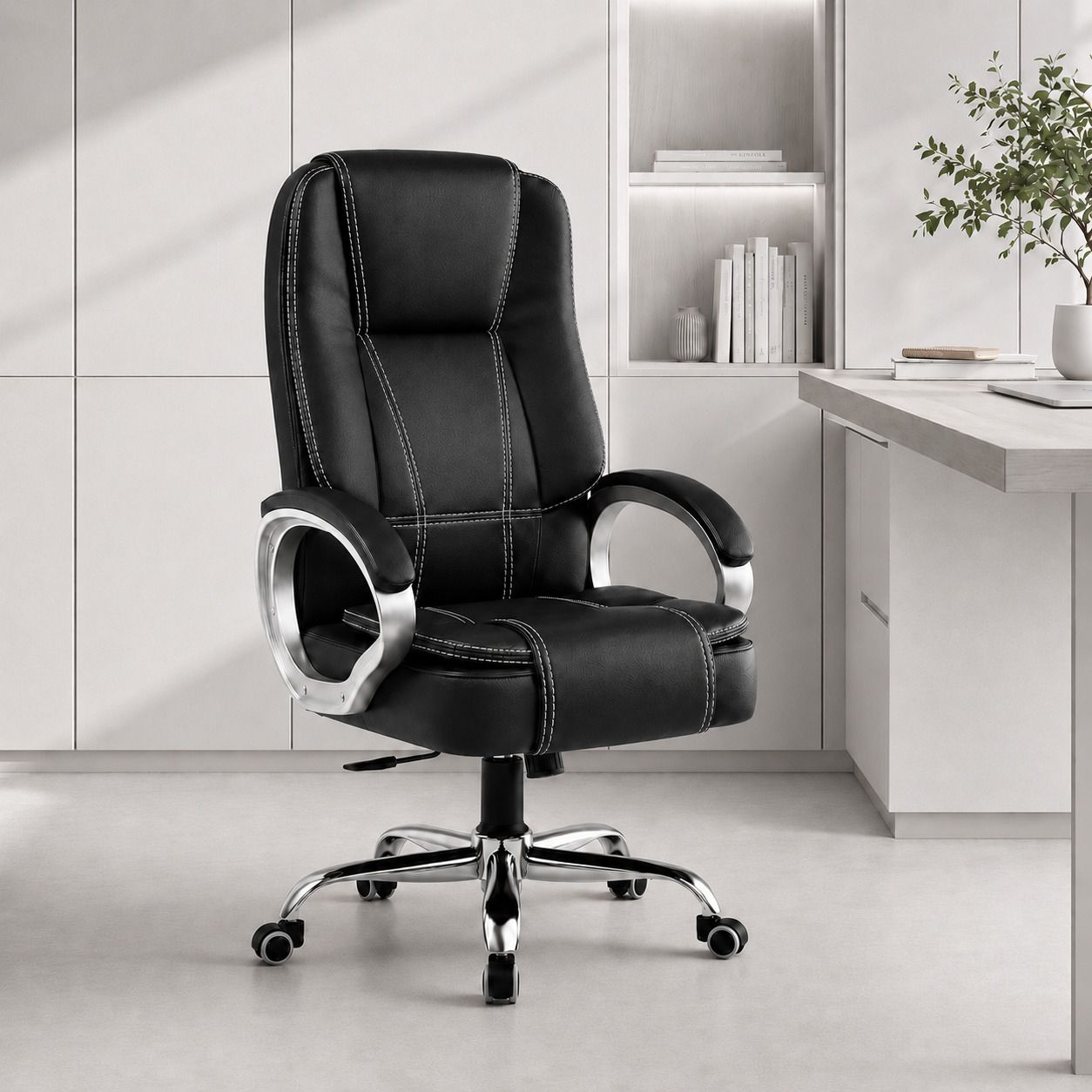 seatfit A47 Ergonomic Leatherette Office Chair with Adjustable Height & Back Support Leatherette Office Arm Chair-picture-36