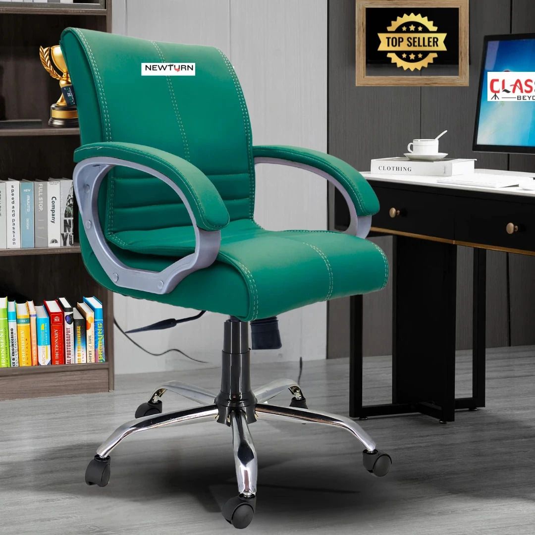 MAXSON Mid back Work from home/Office/study/desk(WFH) chair (2 Yrs parts wrty) Leather Office Adjustable Arm Chair
