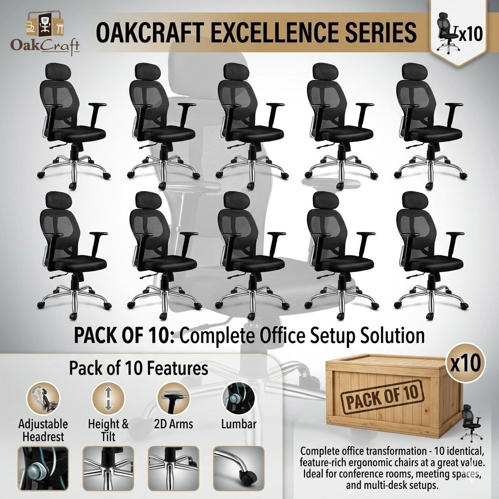 oakcraft Matrix Ergonomic with Height Adjustable Handrest and Locking Mechanism Mesh Office Adjustable Arm Chair-picture-20