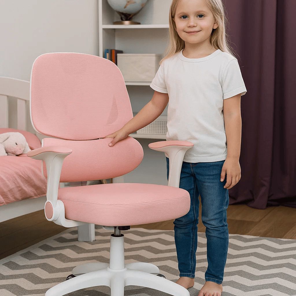 Cuddle Big-B Kids Rolling Chair with High Cushion Seat|Flip Armrest Mesh Study Arm Chair-image-37