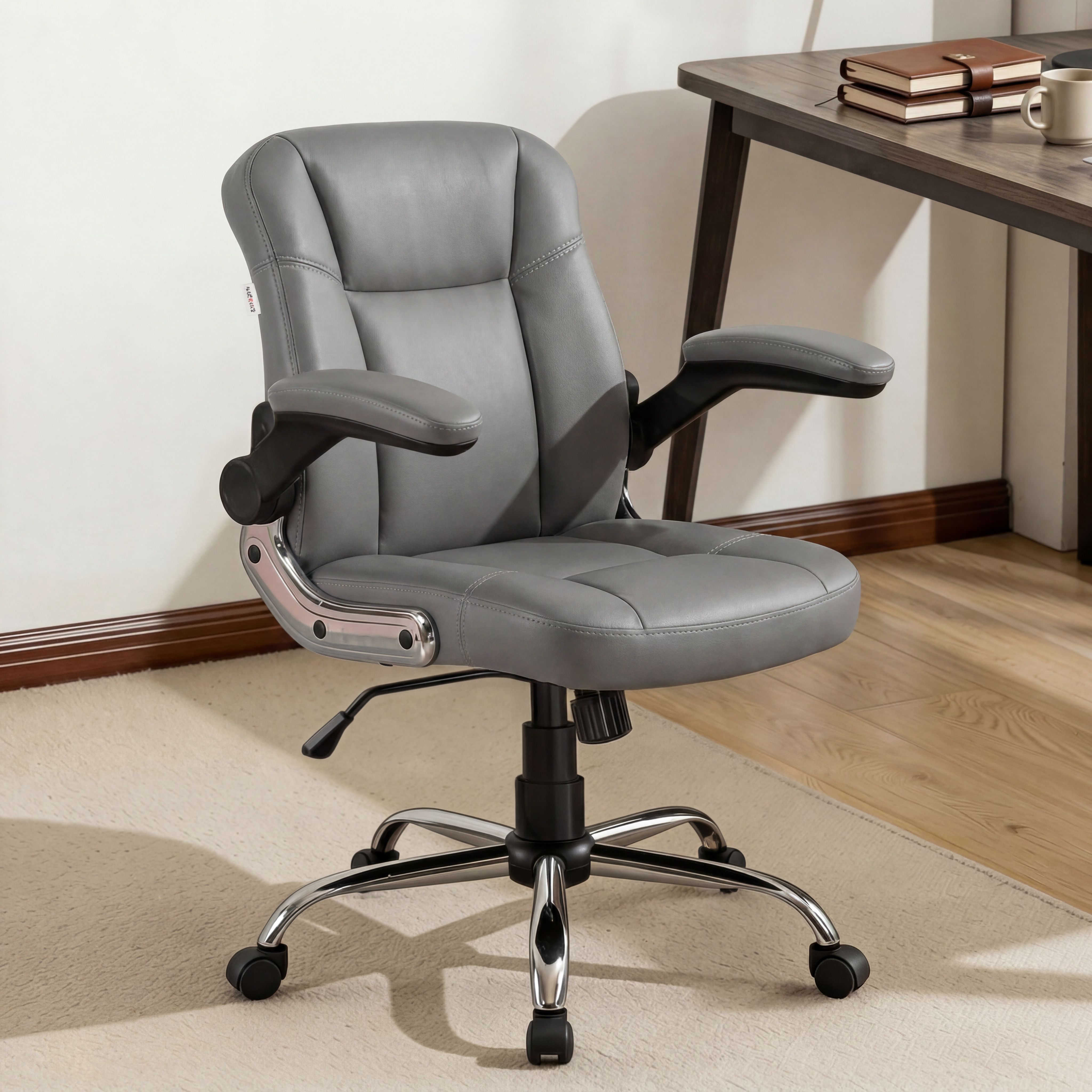 Ergo Adjust M51 Mid-Back Leatherette Office Chair with Adjustable Arms Leatherette Office Executive Chair-image-1