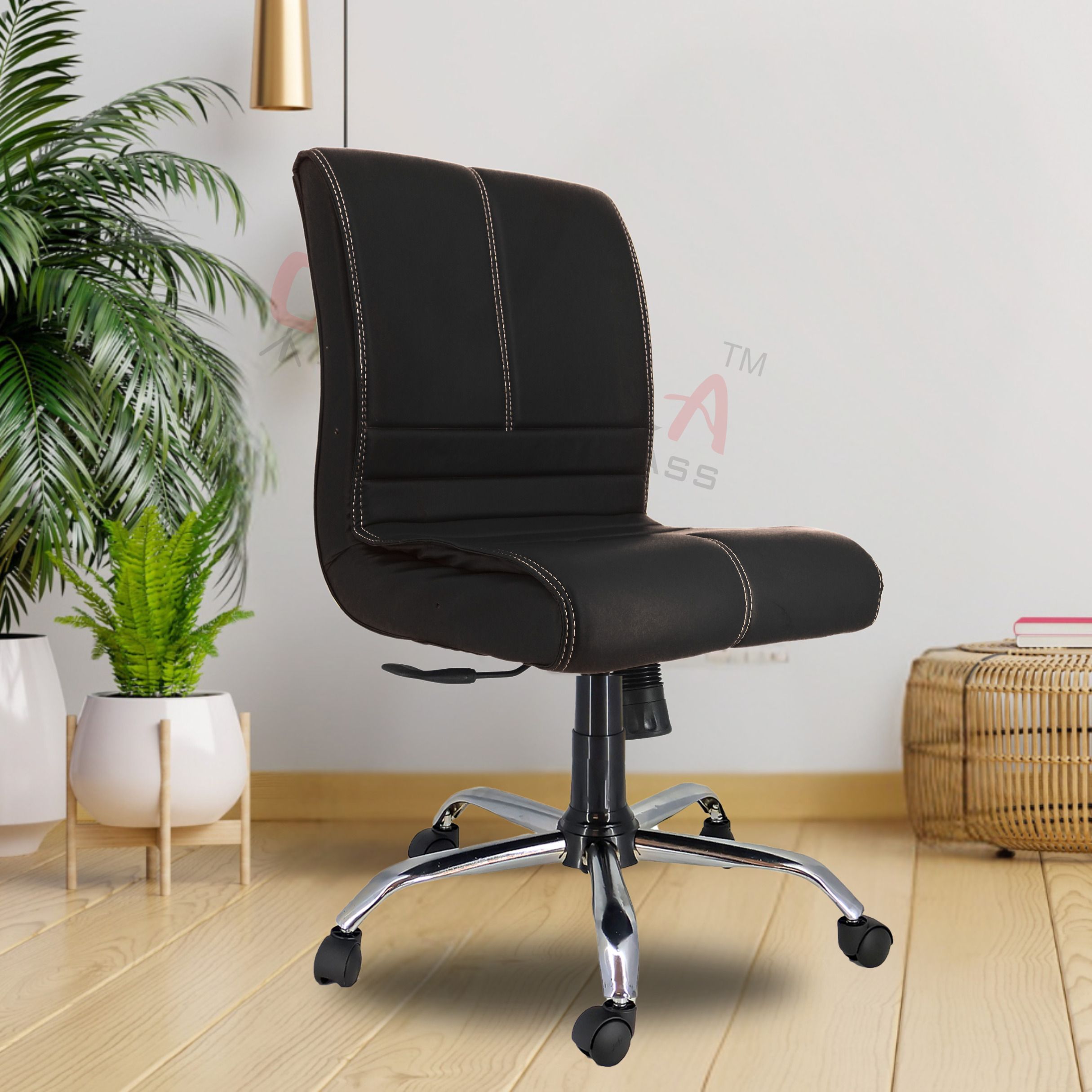 MAXSON Mid-back Armless Work from home/Office/study/desk(WFH) chair Leather Office Conference Chair-image-43