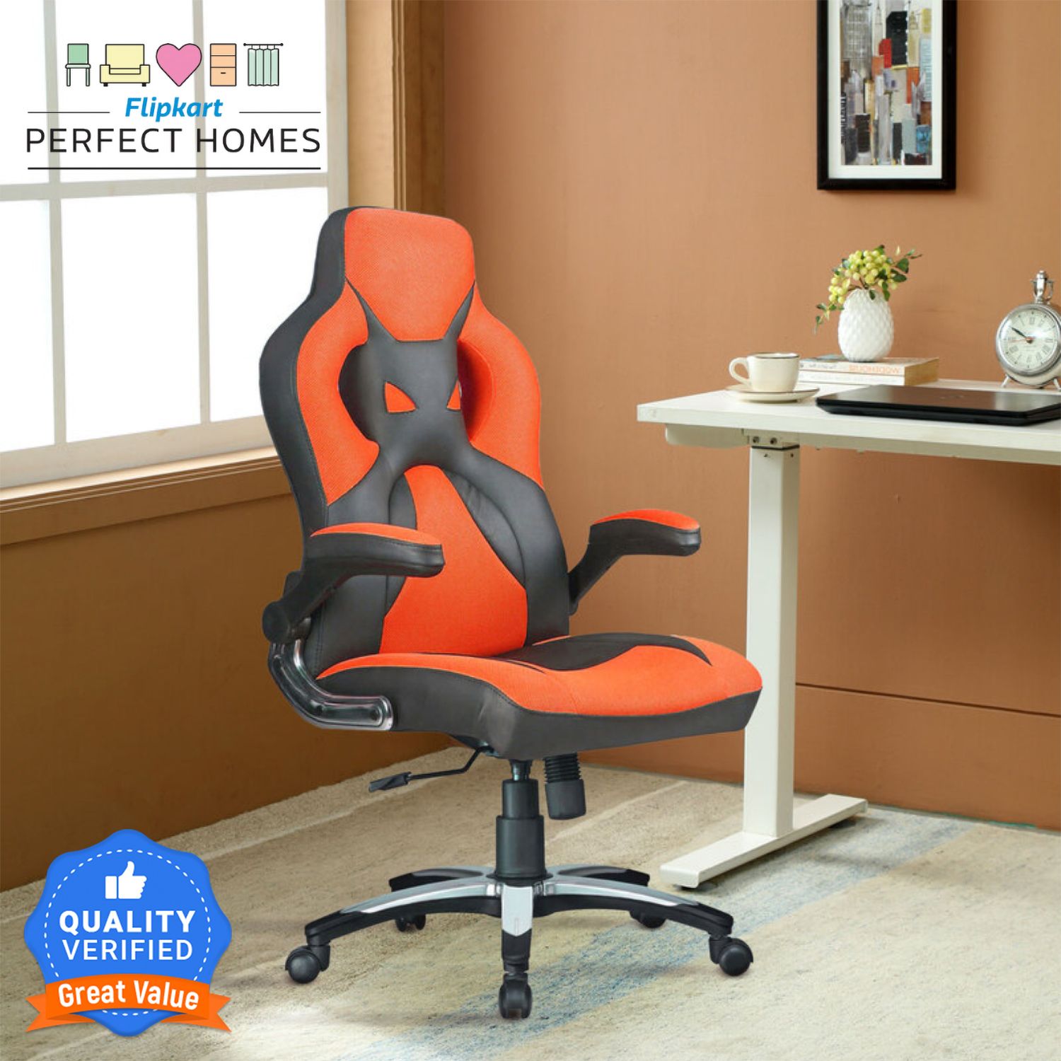 flipkart perfect homes Hawk High Back Revolving Gaming Chair with Adjustable Armrest Leatherette Office Arm Chair-picture-42