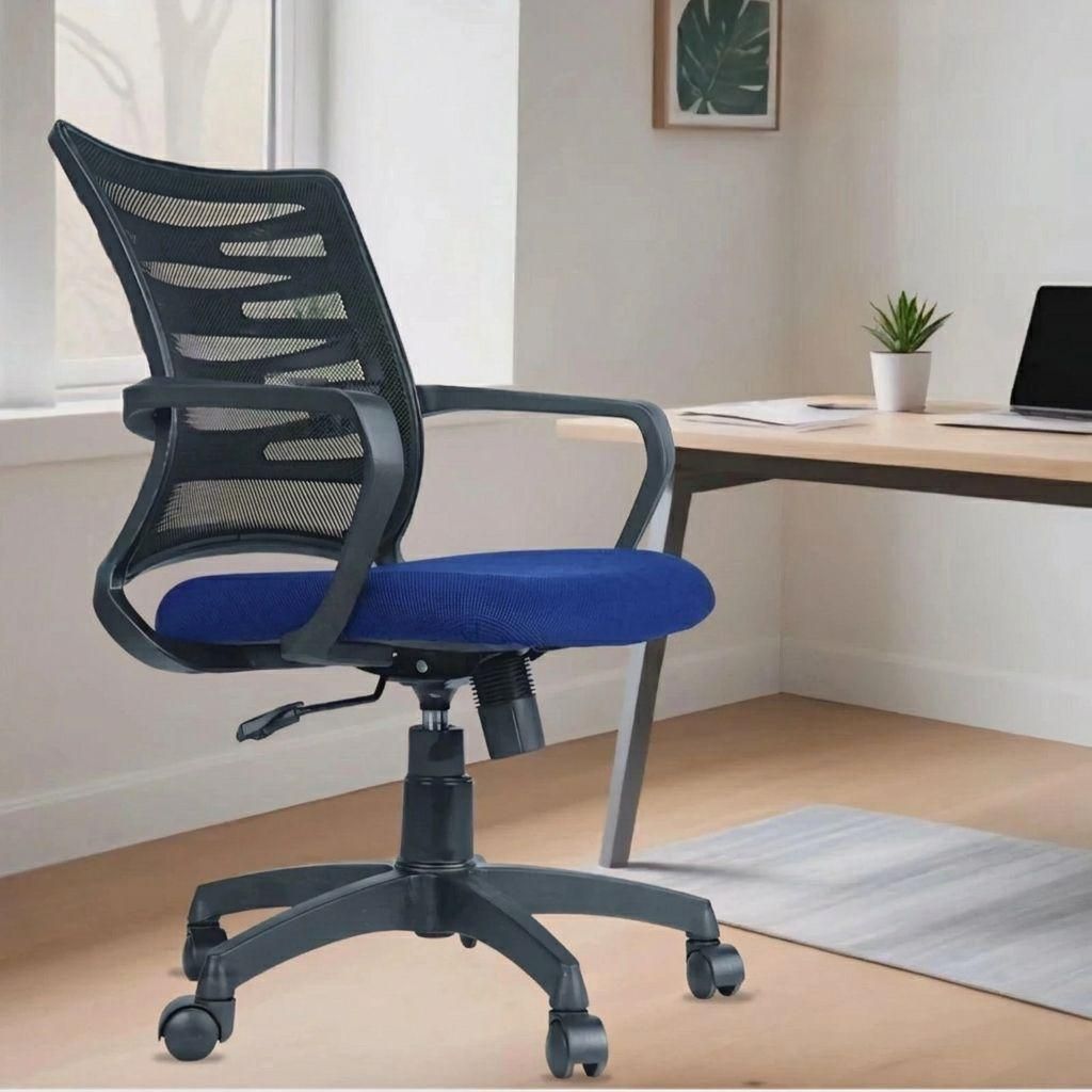flipkart perfect homes Zig Zag Mid Back Ergonomic Office Heavy Duty Blue Mesh Office Executive Chair-picture-17