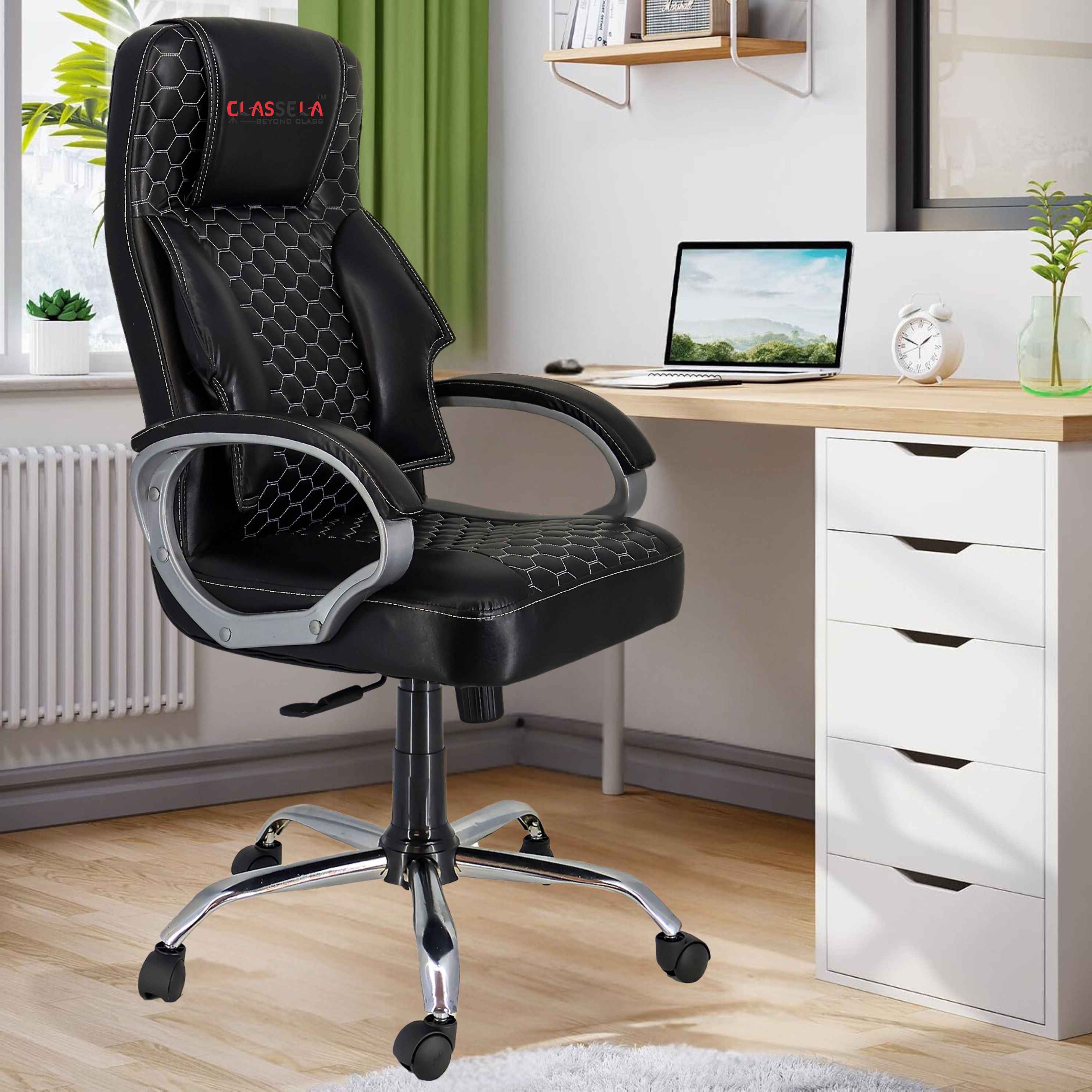 Honeycomb Premium Leather Boss office chair with 3 Yrs parts repl. Wty Leather Office Arm Chair-image-43