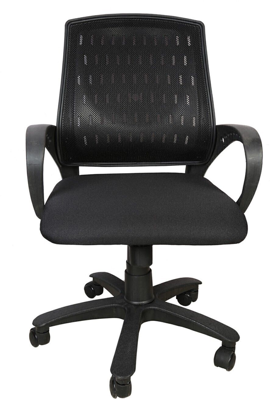 Smart Medium Back Revolving Chair with Centre Tilt mechanism in Black Fabric and mesh/net back Fabric Office Executive Chair