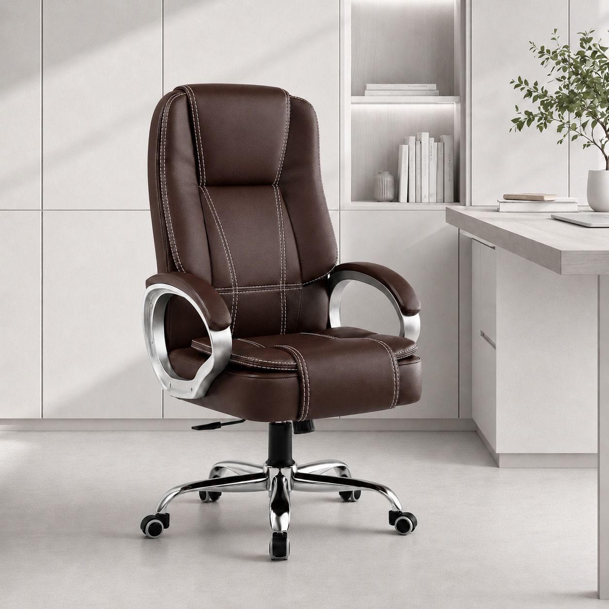 seatfit A47 Ergonomic Leatherette Office Chair with Adjustable Height & Back Support Leatherette Office Arm Chair-picture-28