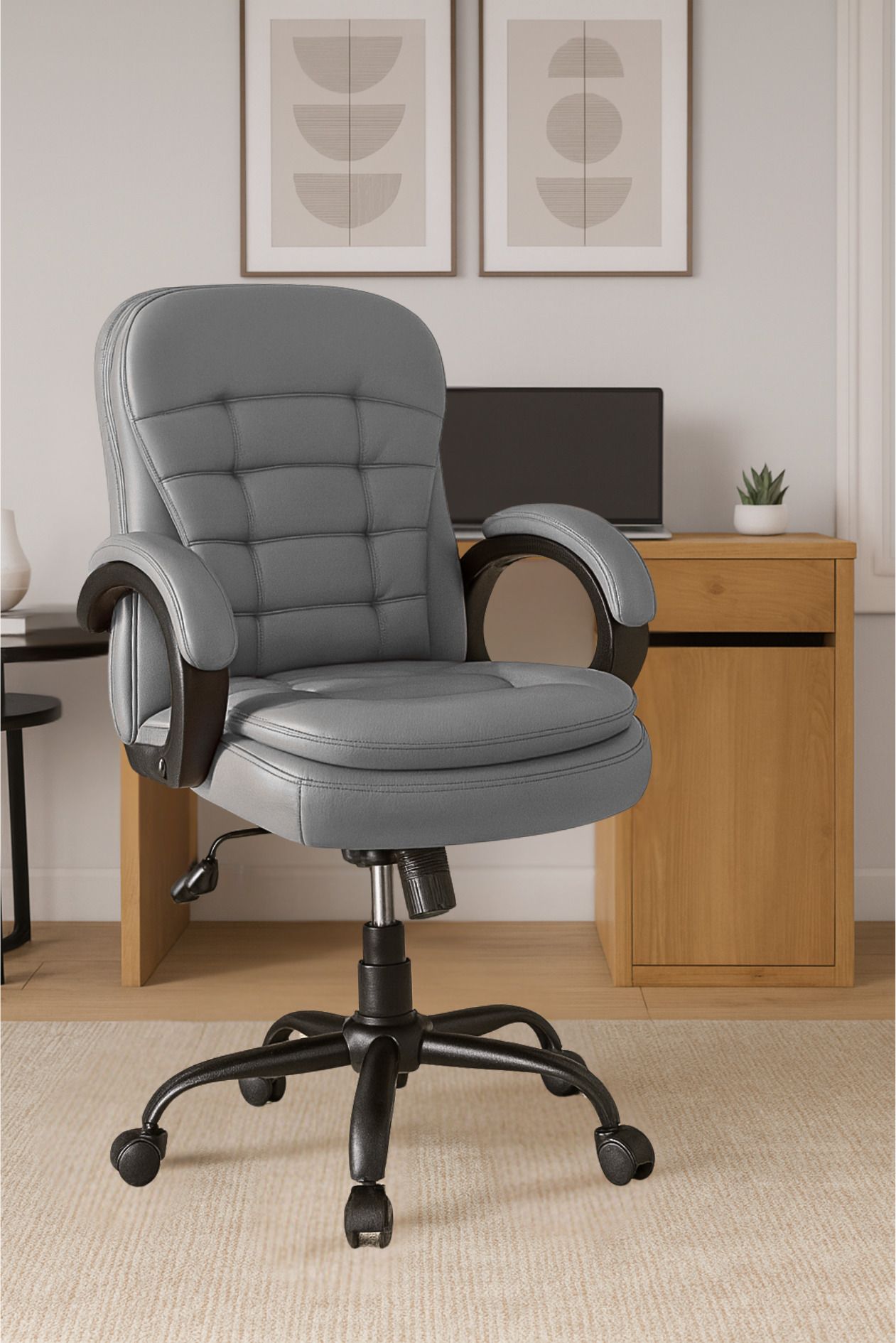 GAMA mid-Back Work form home/office Chair with 2 Yrs Prts replc. wrty Leatherette Office Adjustable Arm Chair-image-34