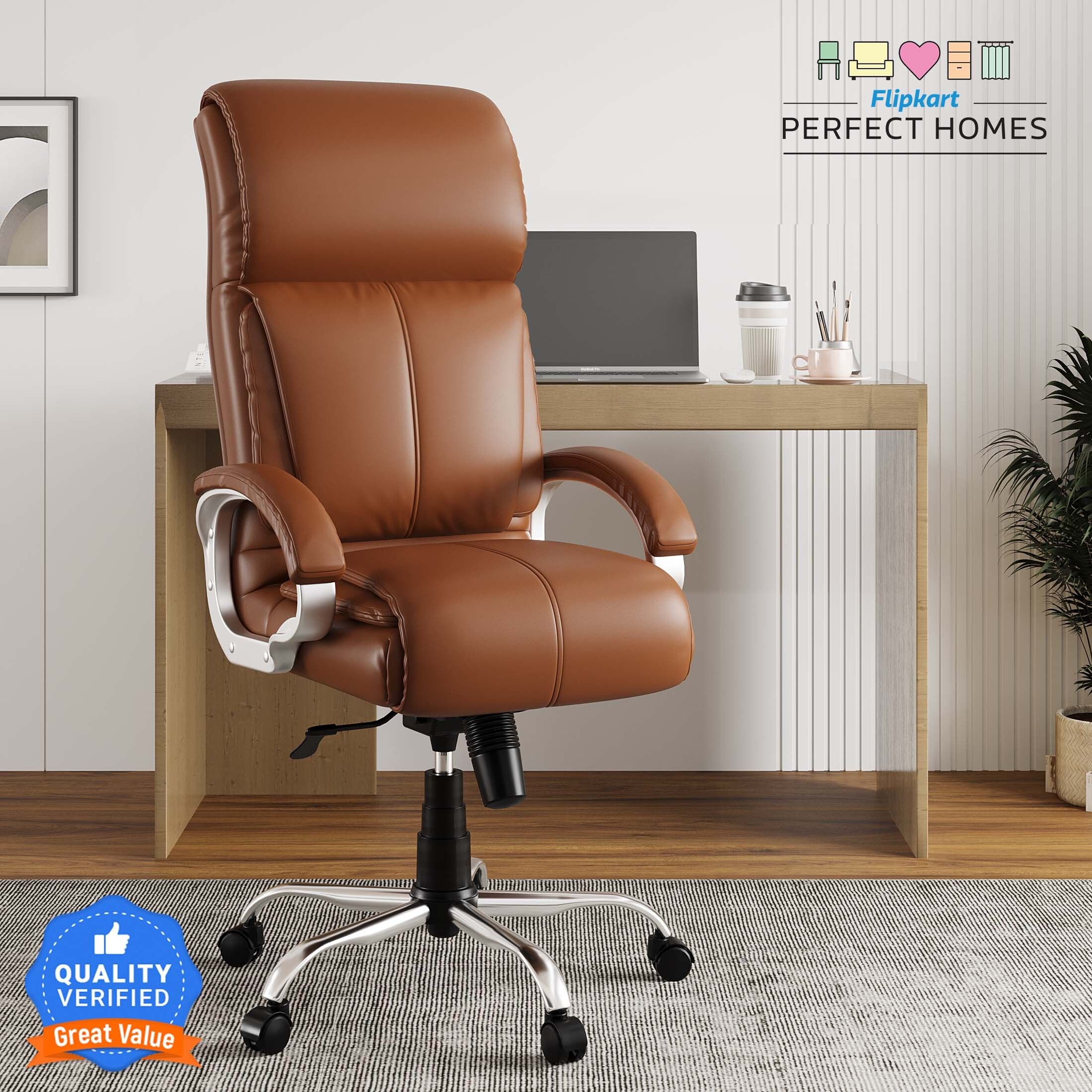 Henry Split Leather Office Adjustable Arm Chair-image-12