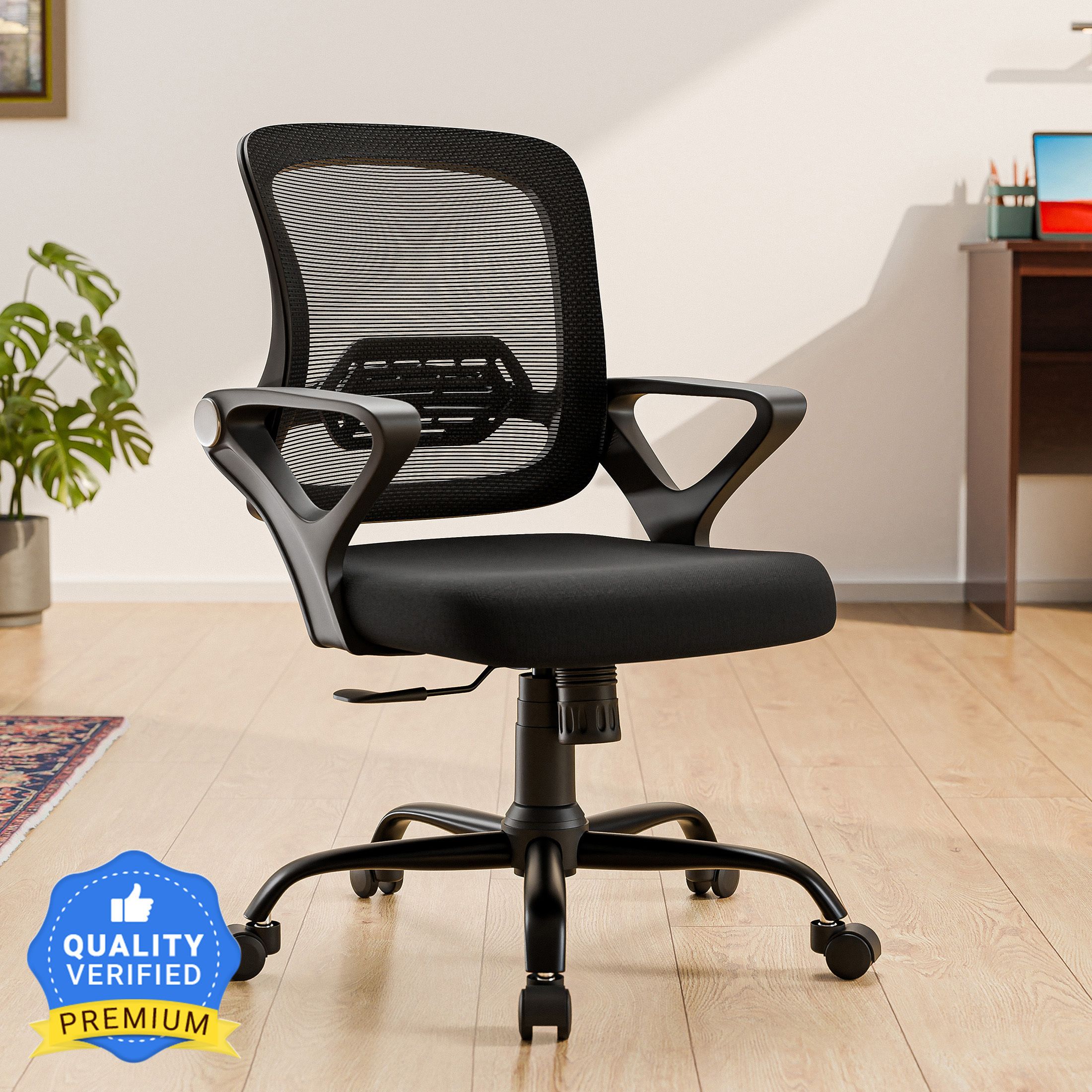 Pebble Mid Back Ergonomic|Home, Office, WFH|Moulded Foam|Extra Comfort Mesh Office Adjustable Arm Chair