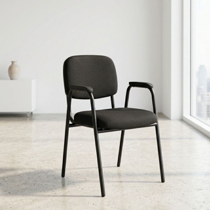 Ergonomic Non Swivel Visitor Chair with Lumbar Support &Armrest for Office,Study Leatherette Office Visitor Chair-image-13