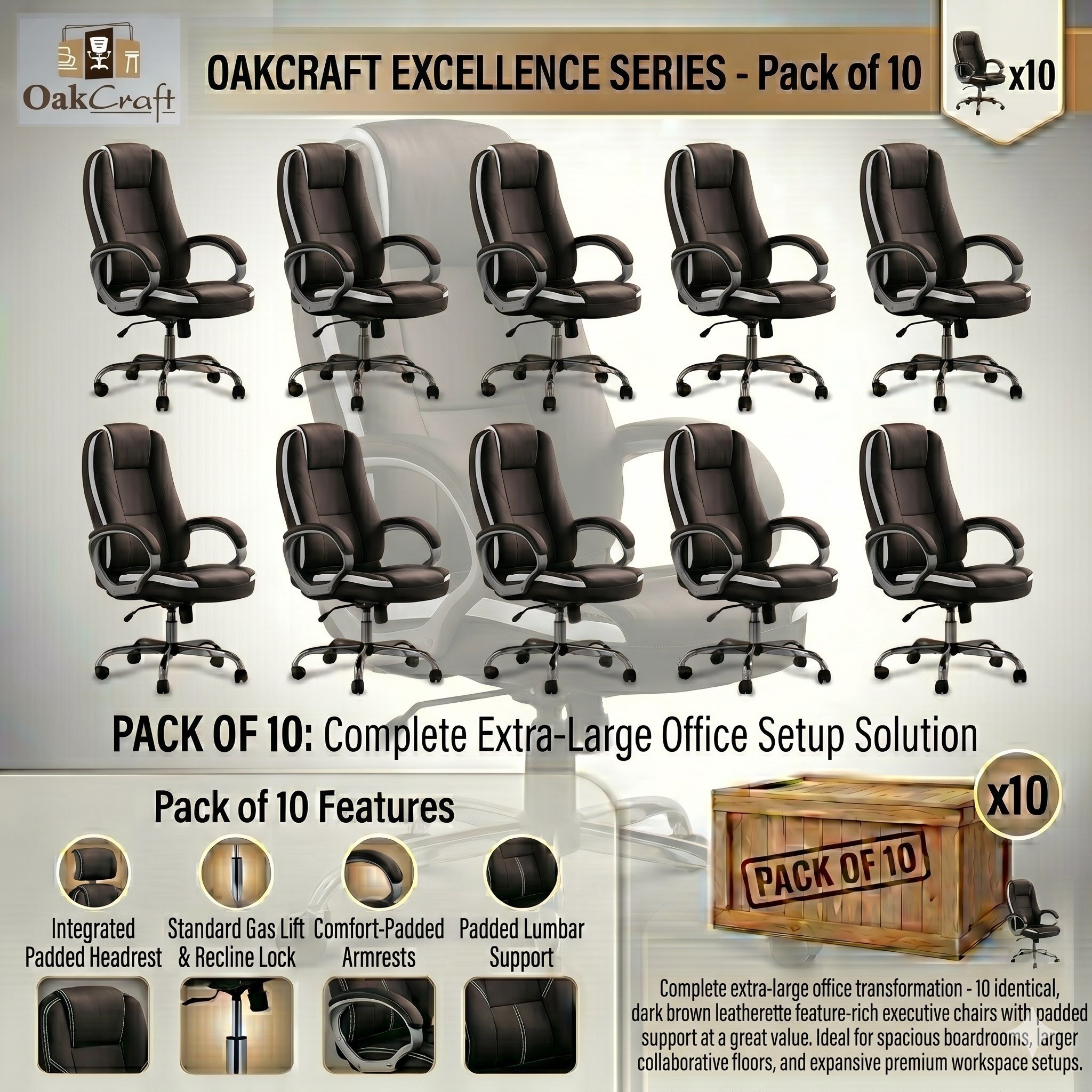oakcraft Luxury HIGH Back with Steel Base Leatherette Office Executive Chair-picture-42