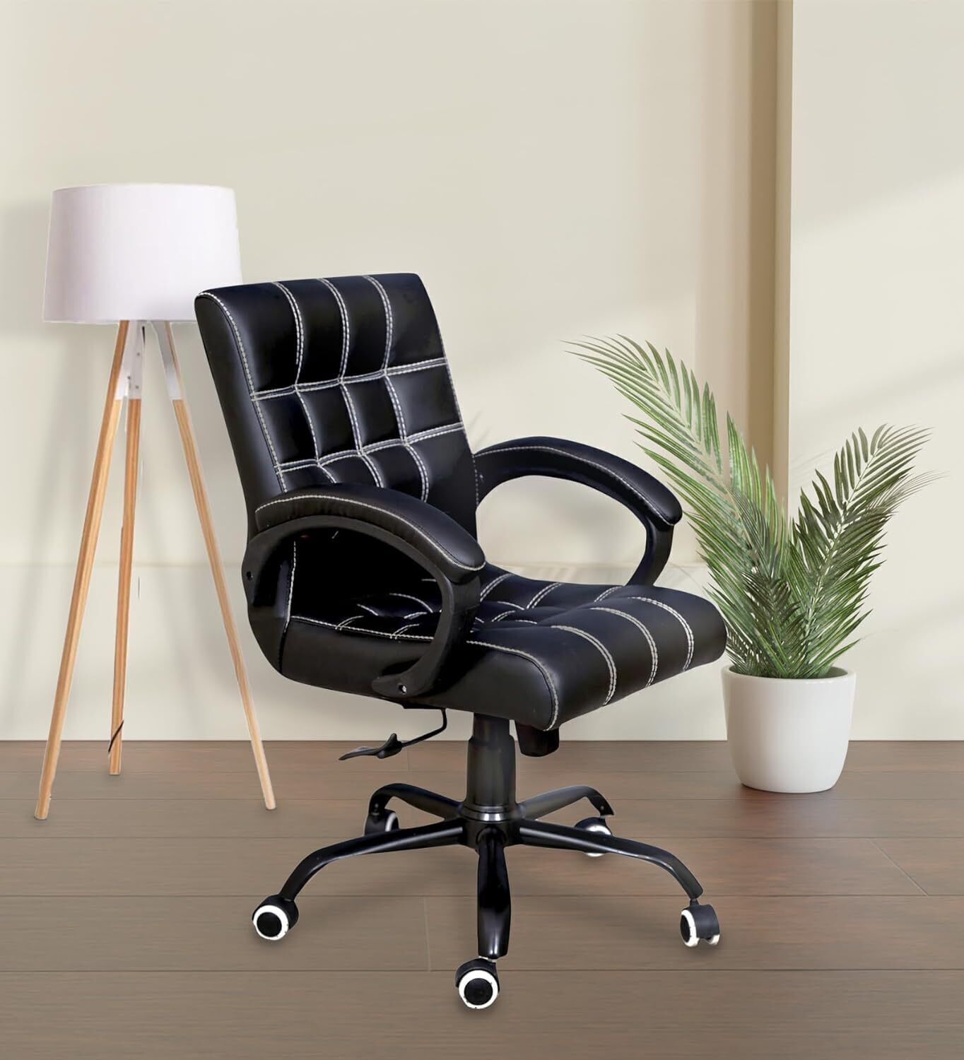 Funk Premium Medium Back Ergonomic Chair With Spacious Cushion Seat, Leatherette Office Executive Chair-image-22