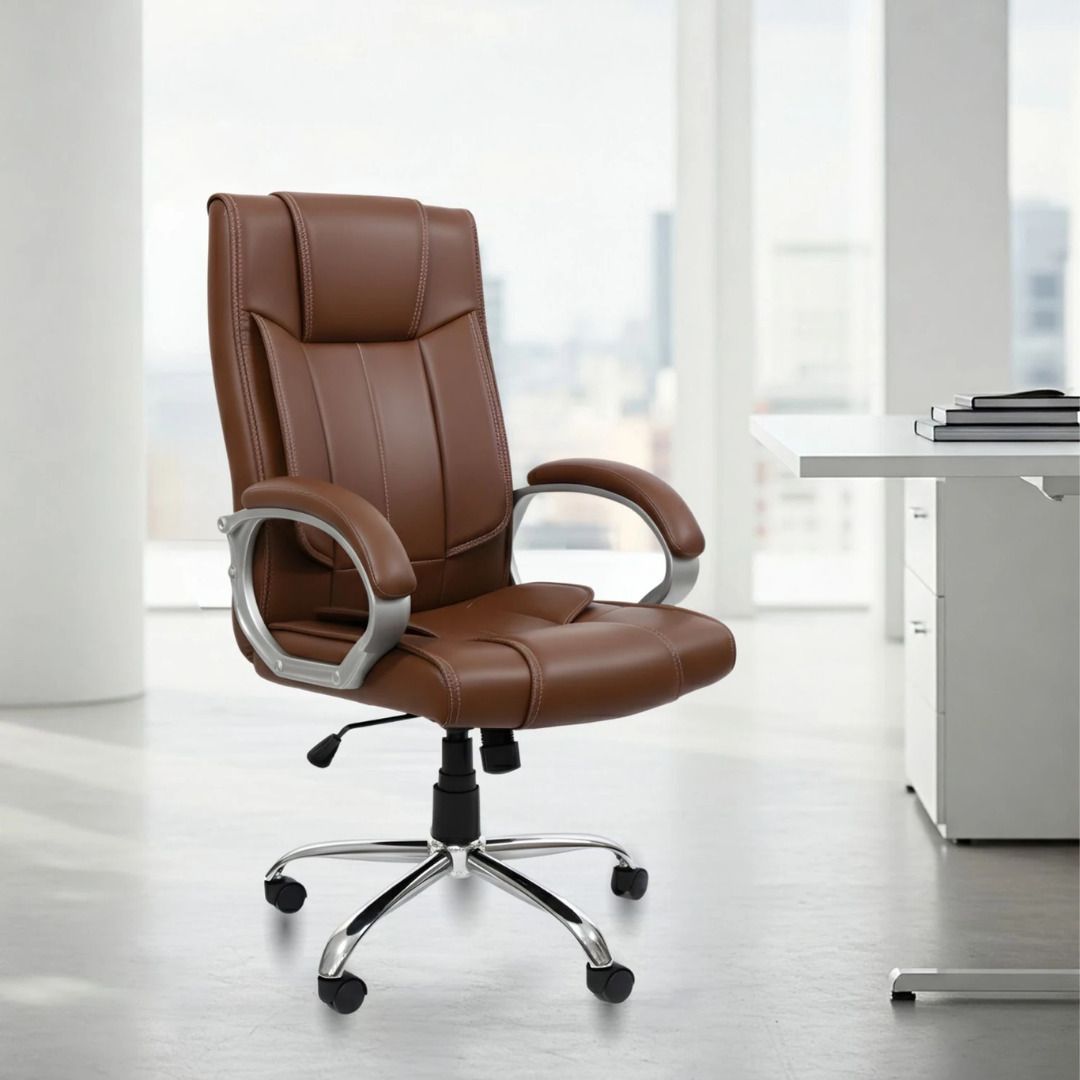 Leatherette Office Adjustable Arm Chair-image-41