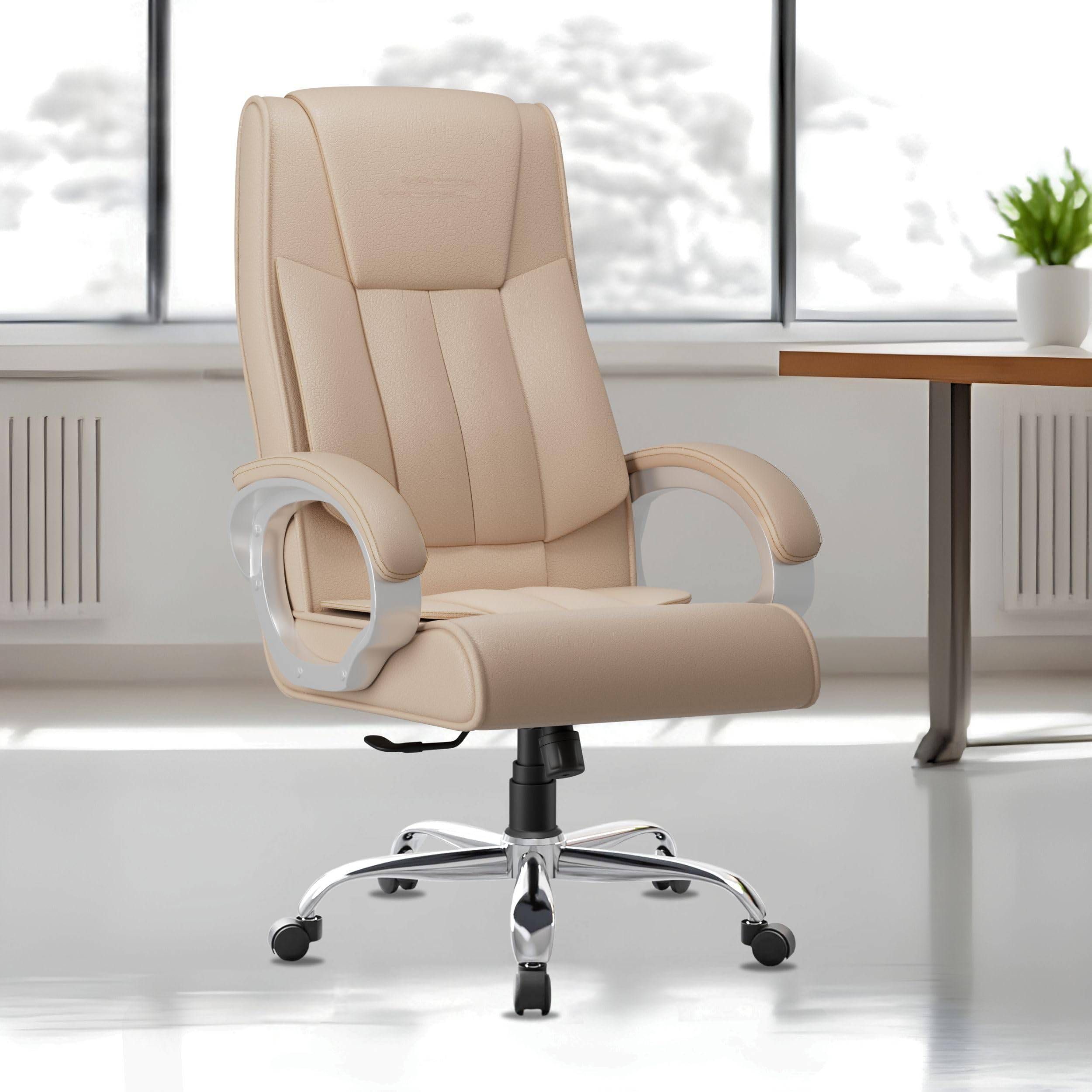adiko Leatherette Ergonomic High- Back Chair-Cushioned Seat & Armrests, Metal Base Leatherette Office Executive Chair-picture-33