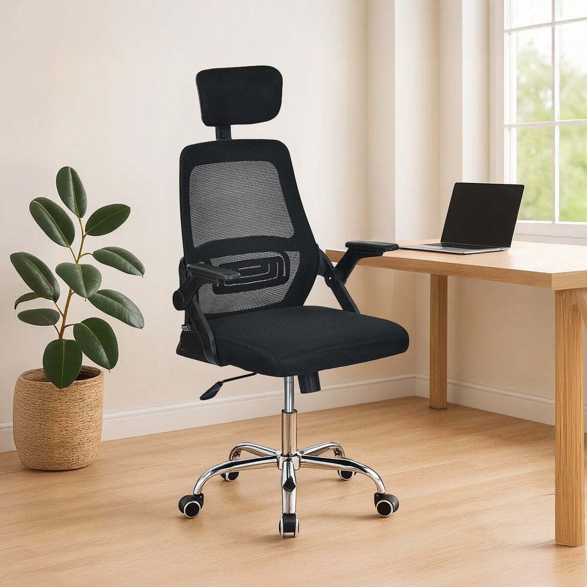 Vergo High Back Office Chair|Metal Base, Swing Arms|For Desk, Study| Fabric Office Arm Chair-image-39
