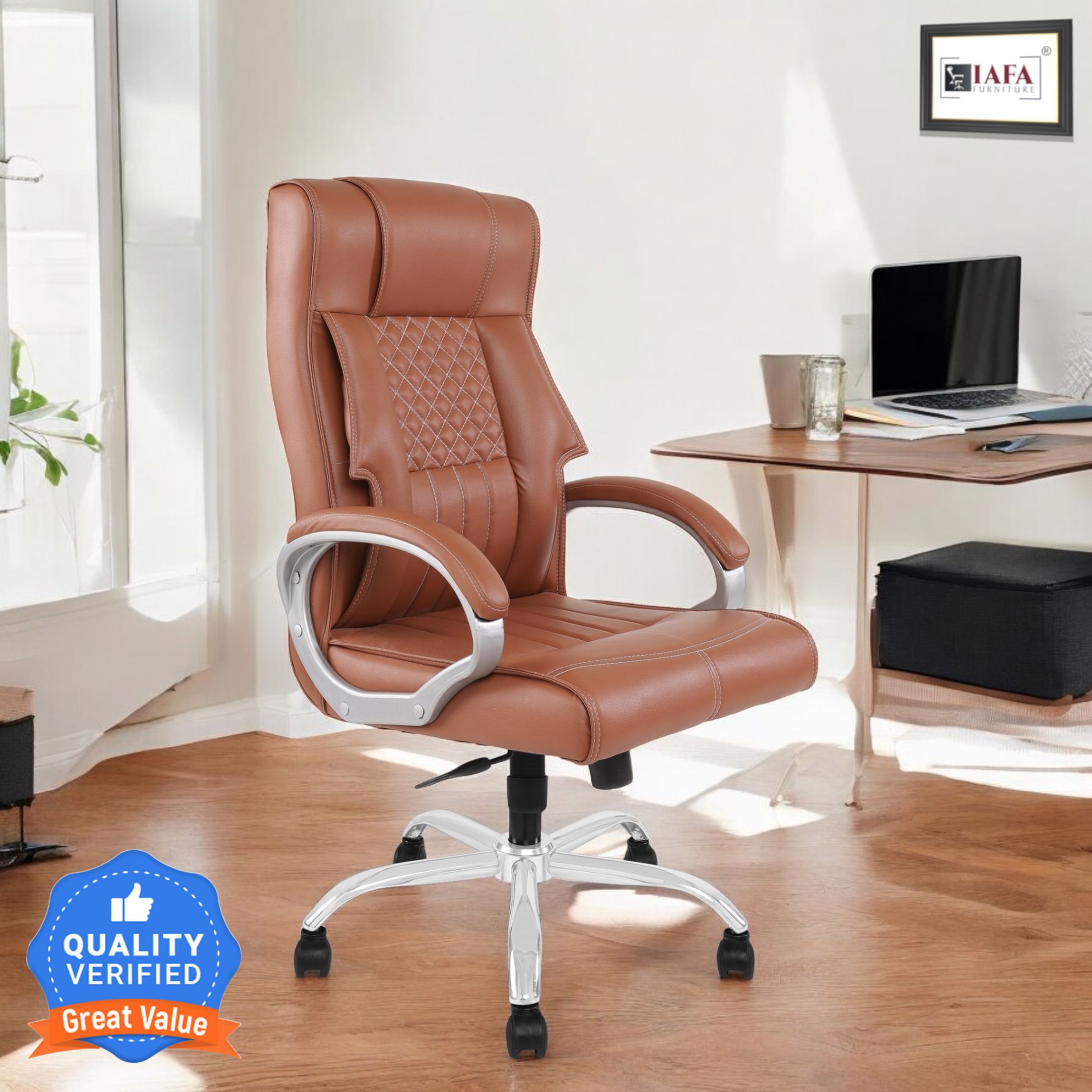 IMPERIUM High Back Ergonomic Boss Chair With Revolving Wheel | 2 Year Warranty | Leatherette Office Executive Chair-image-25