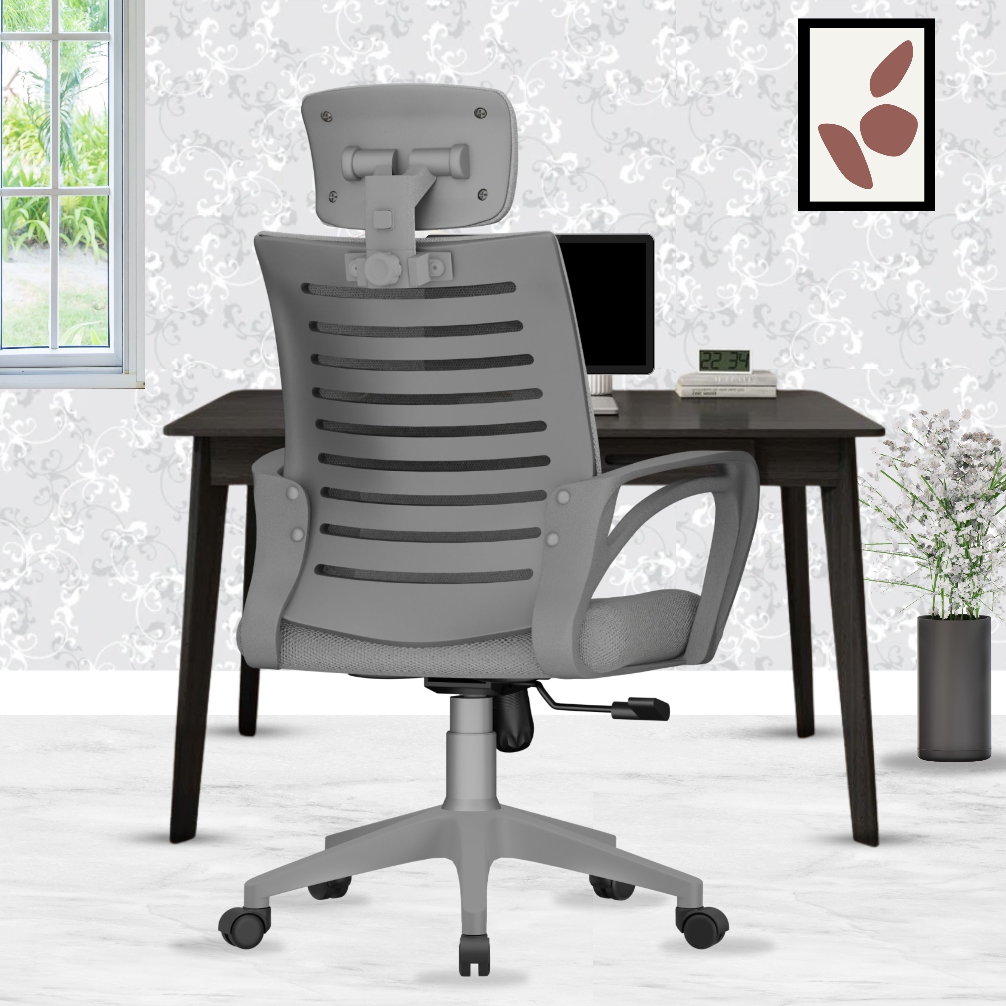 Verona High Back Ergonomic Revolving Nylon Office Arm Chair-image-14