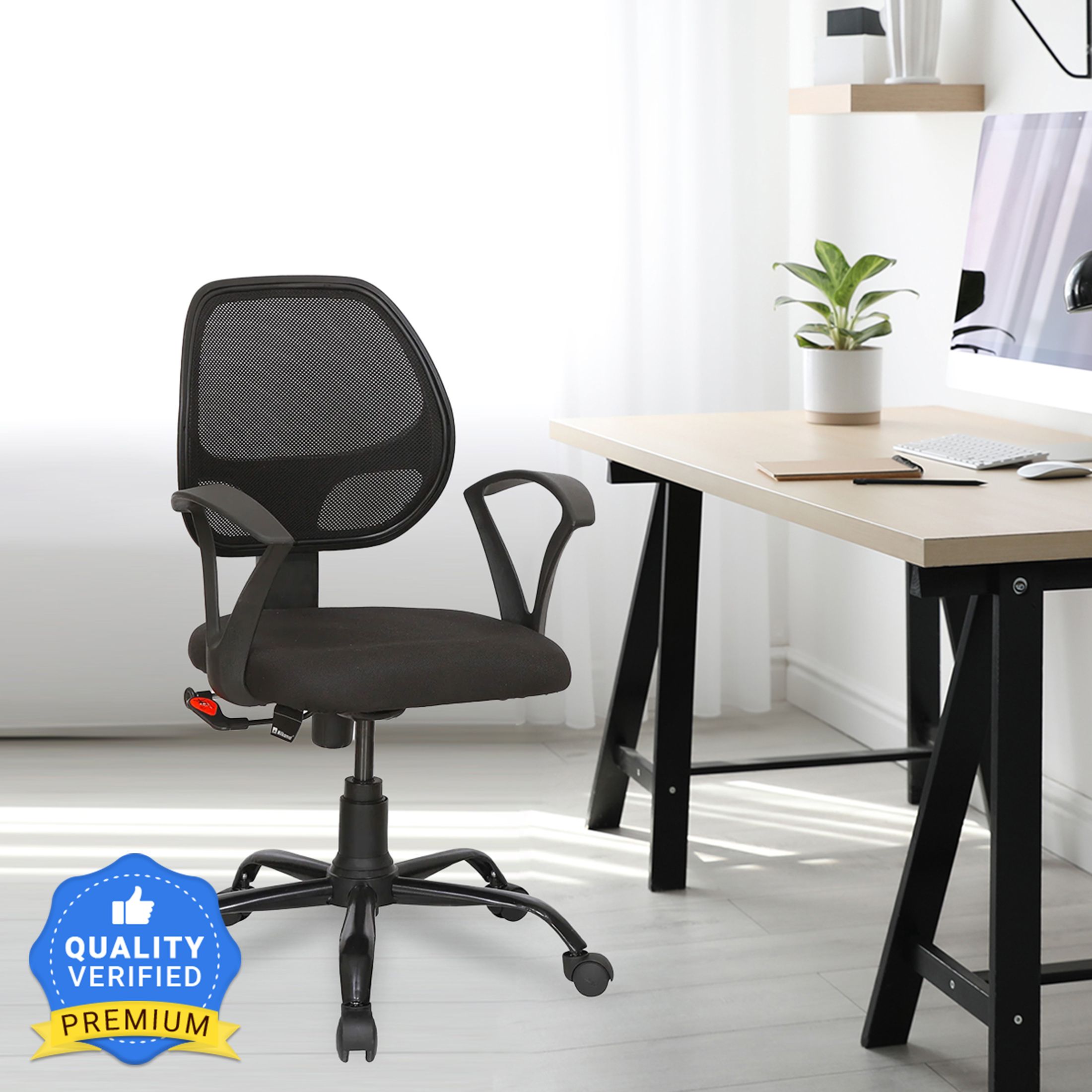 nilkamal Mustang Mid Back Upholstered with Height Adjustable | Swivel | Tilt Mechanism Fabric Office Arm Chair-picture-16