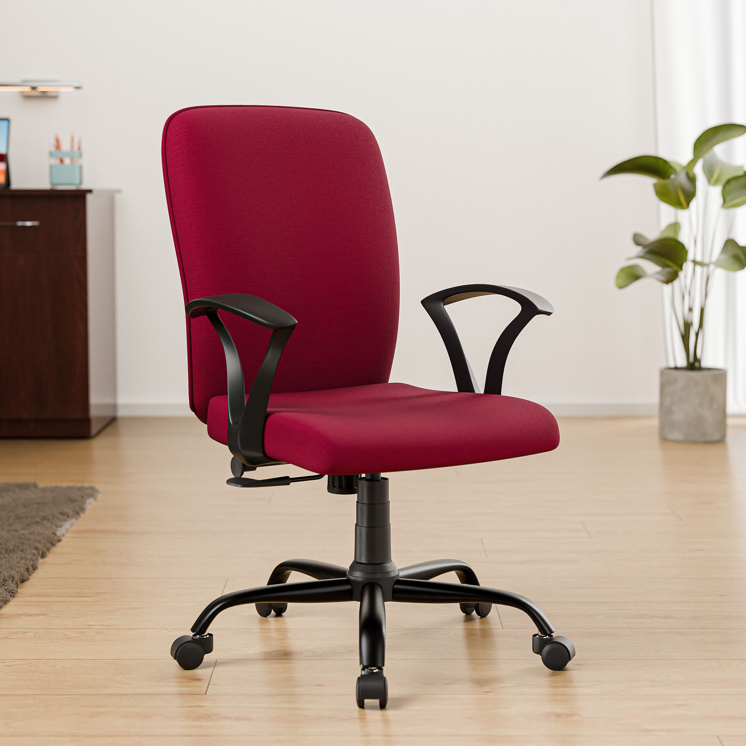 Seoul-X Mid Back Ergonomic|Home, Office, WFH|Moulded Foam|Extra Comfort Fabric Office Adjustable Arm Chair