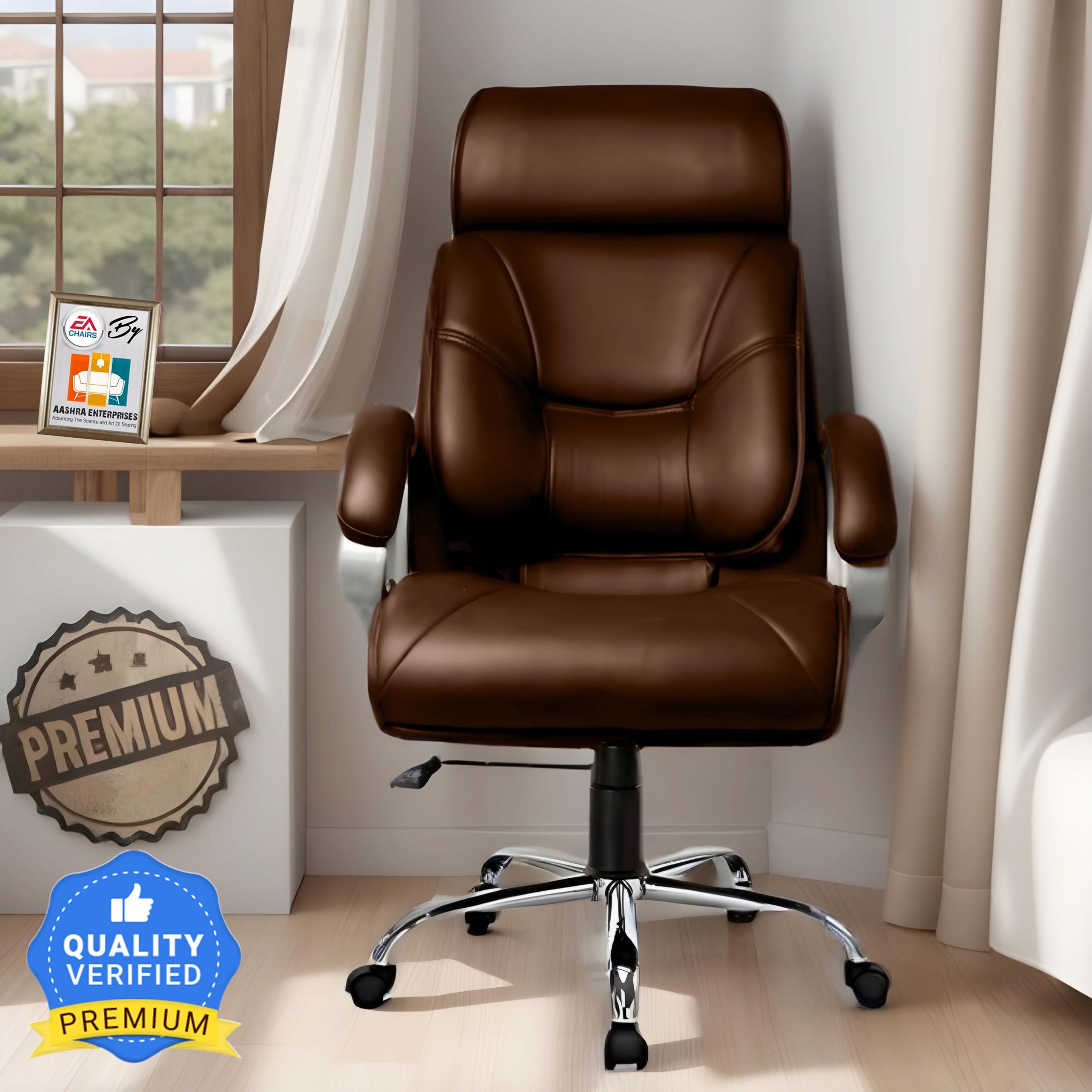 E.A Super S-91 High Back Boss Chair Made With 1st Grade High Density Premium Leatherette Office Executive Chair