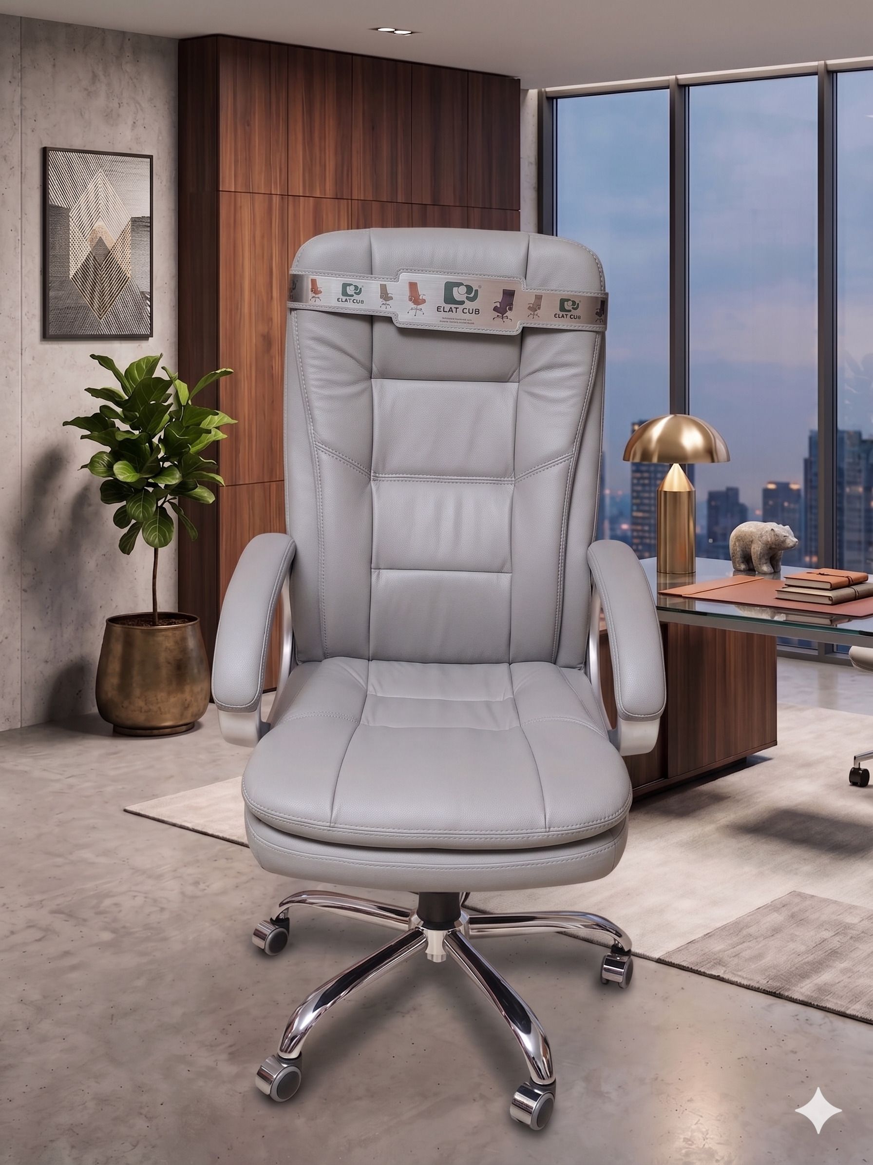 cozy cub ffice Designer Chair PP Chrome Arms High Back Leatherette Office Executive Chair-picture-46