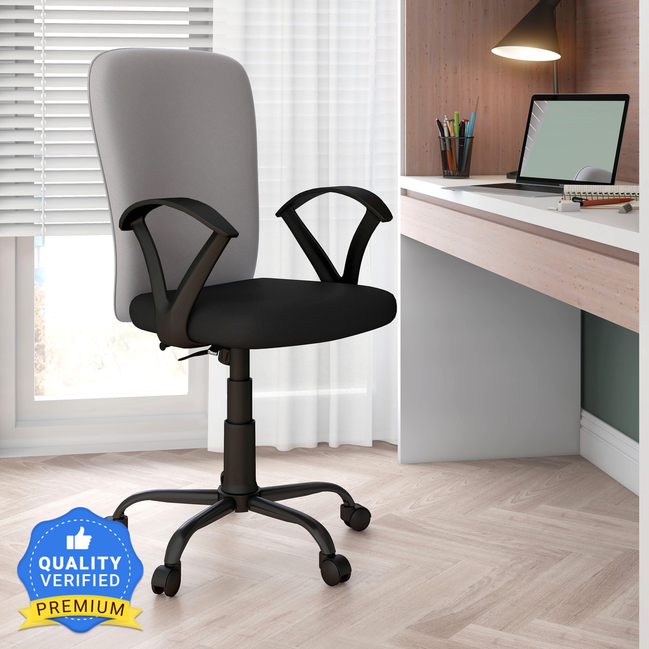 nilkamal Lusaka Mid Back Ergonomic | Adjustable Height | Swivel | Push Back | Executive Fabric Office Arm Chair-picture-17