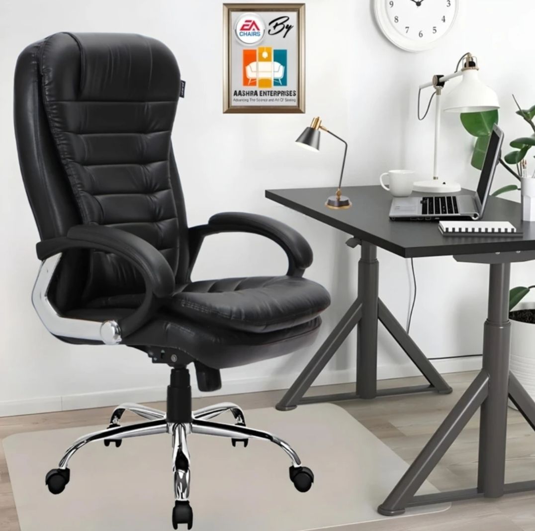 A50 Office Boss Designer Chair PP Chrome Arms High Back Executive Chair Leatherette Office Arm Chair-image-32