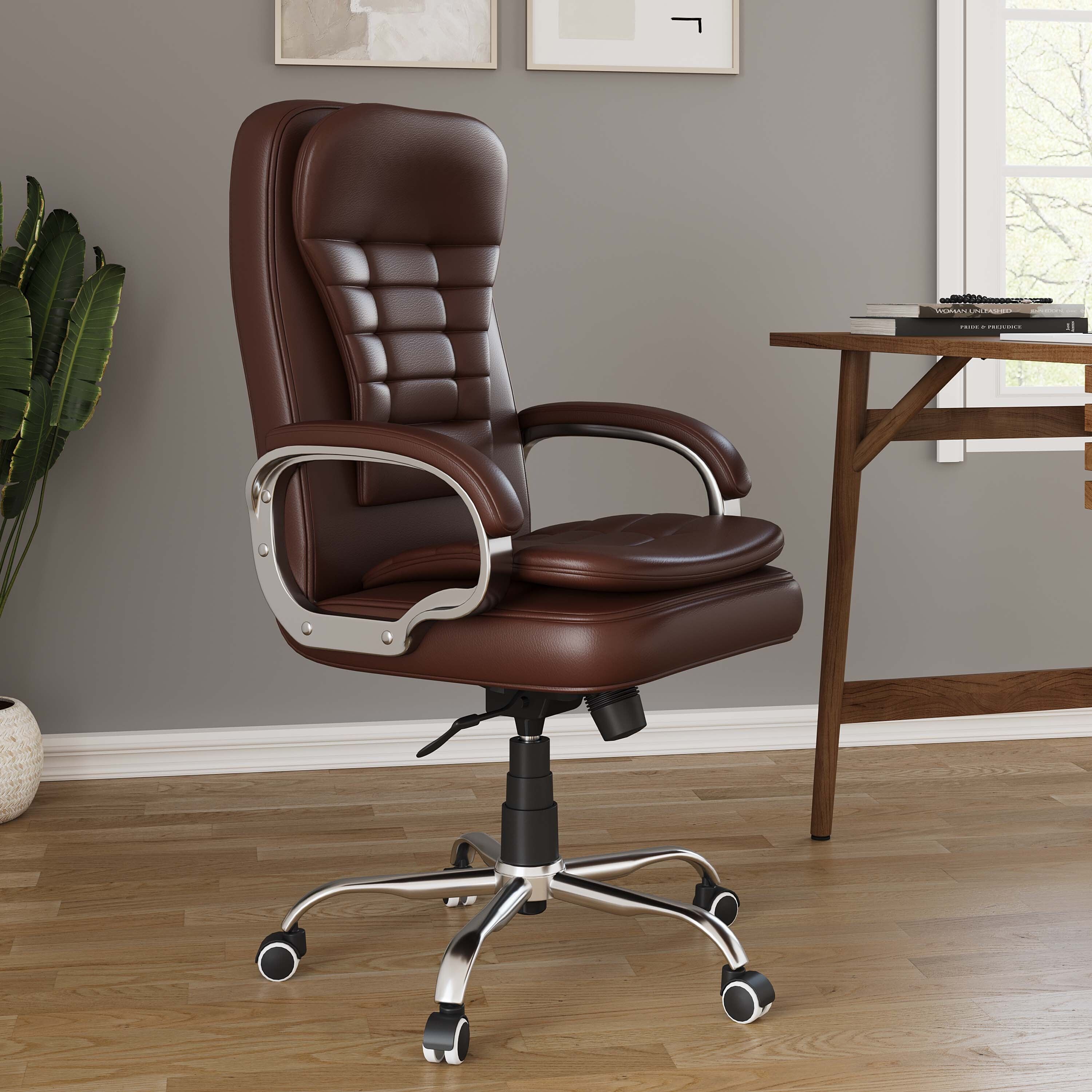 High Back Ergonomic Revolving Premium Finish Ultra Comfort Leatherette Office Arm Chair-image-44