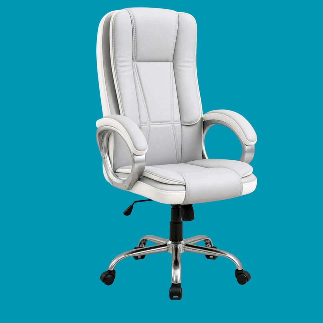 Executive Office Chair Ergonomic High Back Hydraulic Swivel Leatherette Leather Office Adjustable Arm Chair-image-36
