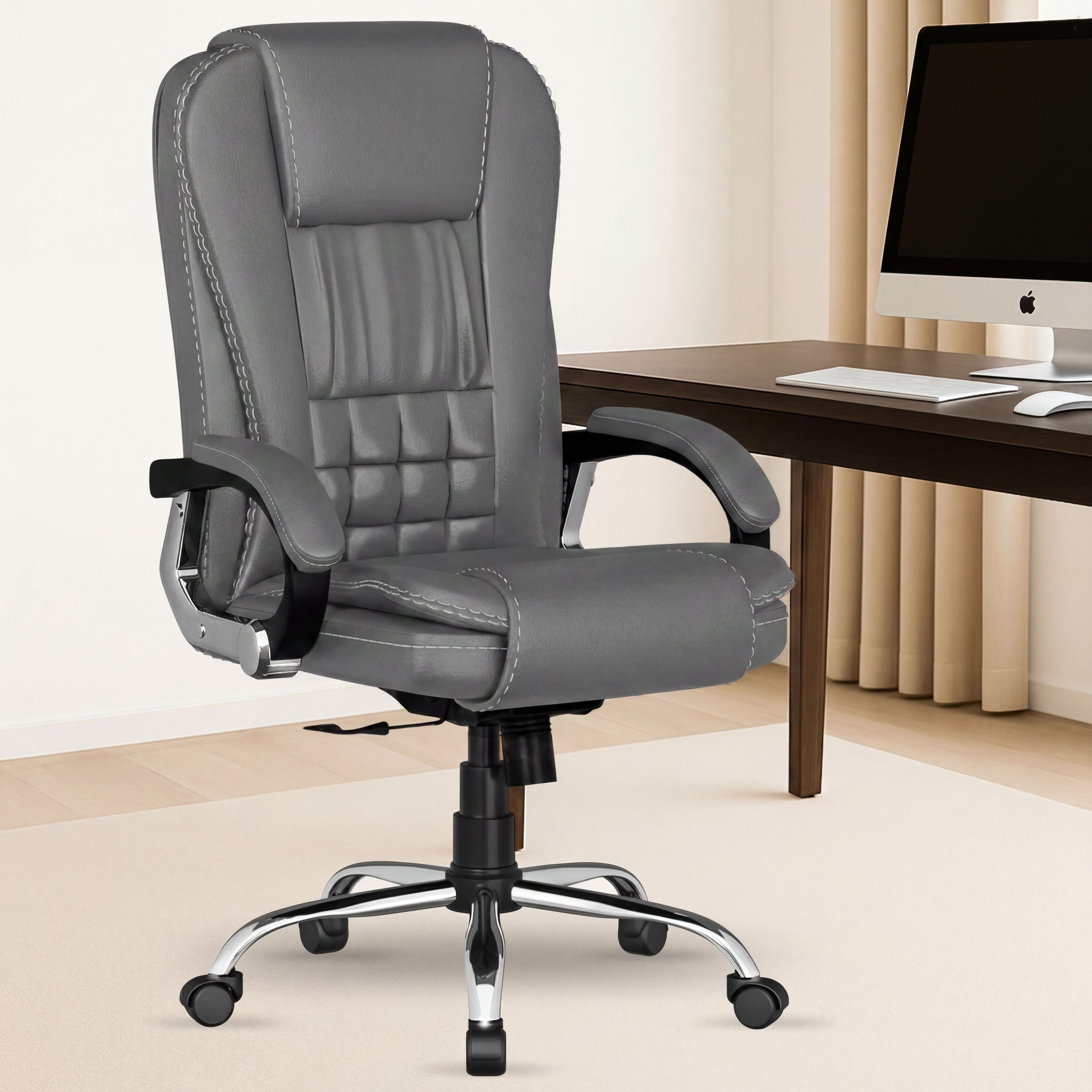 seatfit A47 Ergonomic Leatherette Office Chair with Adjustable Height & Back Support Leatherette Office Arm Chair-picture-38