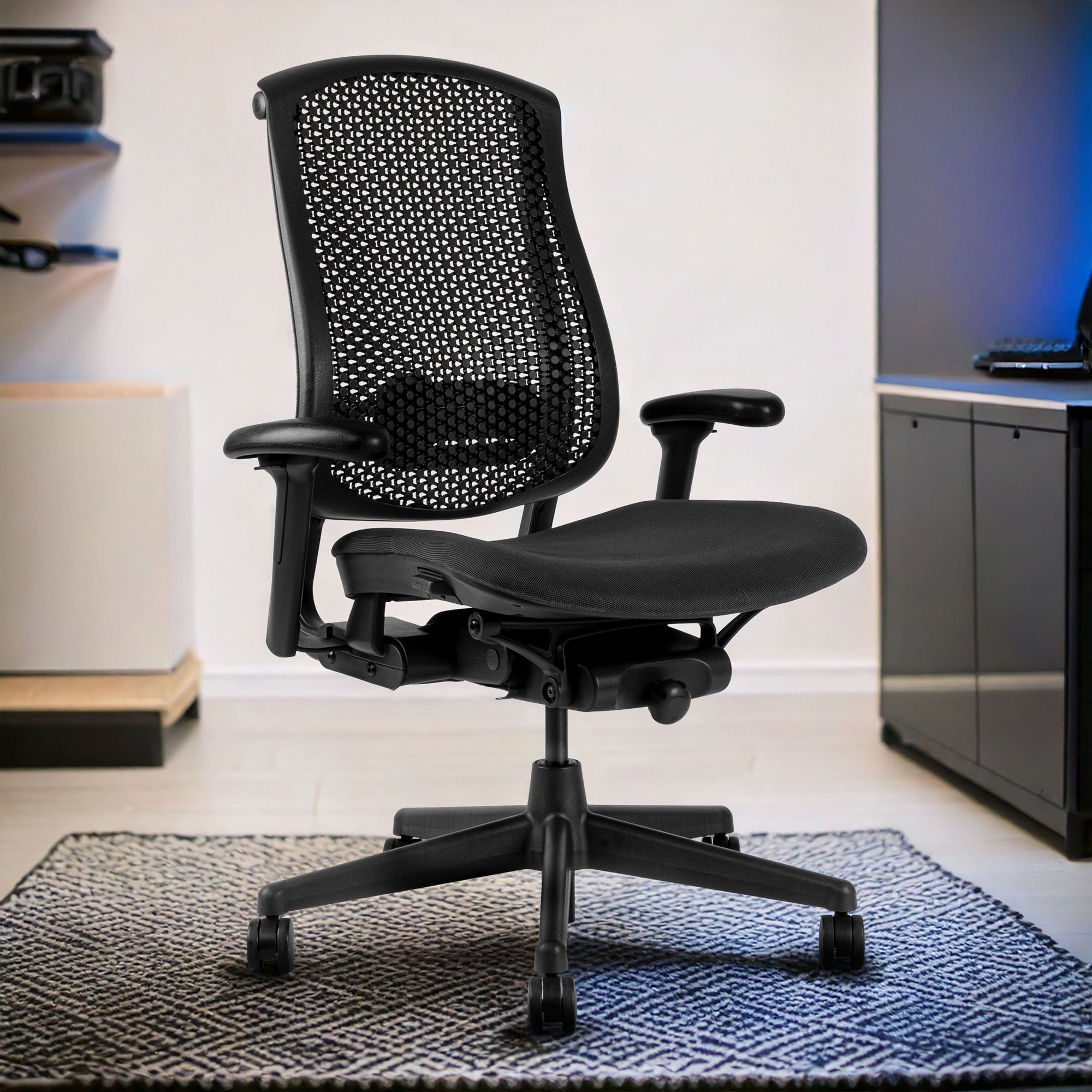 Synthetic Fiber Office Adjustable Arm Chair-image-4