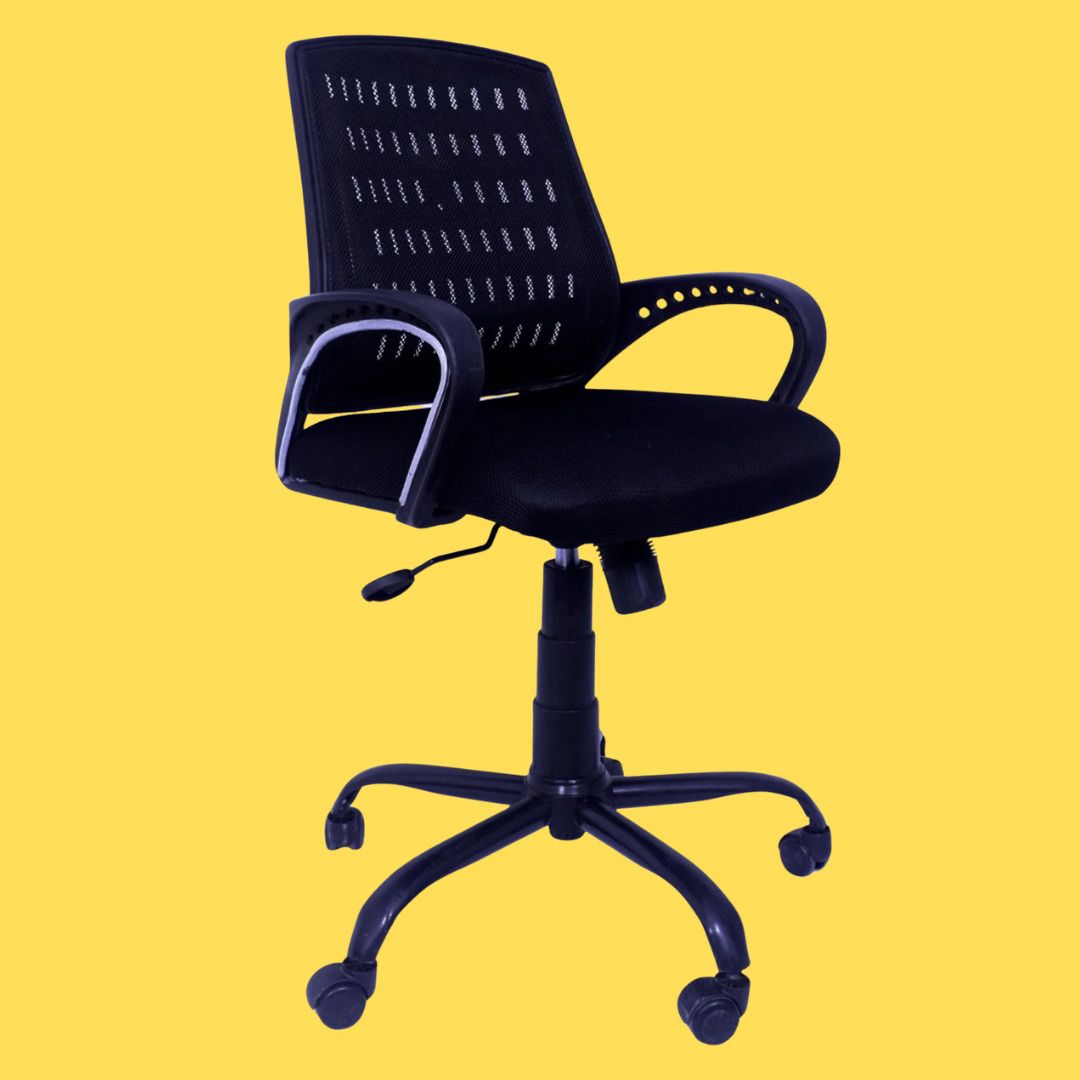 Office Study Chair Ergonomic Revolving Computer Desk Chair Adjustable Black Linen Office Adjustable Arm Chair-image-40