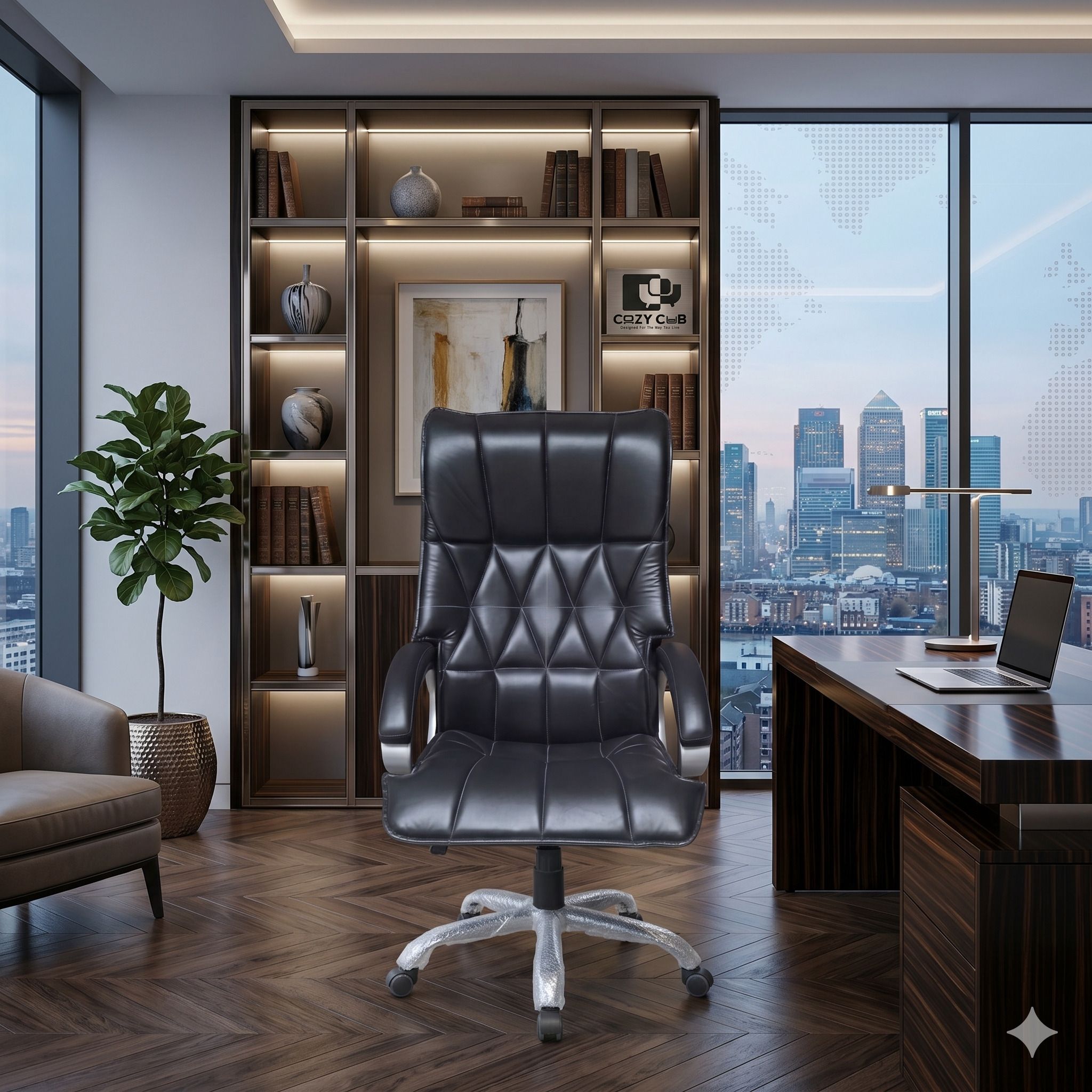 cozy cub High Back Ergonomic Home & Office use Premium Finish Leatherette Office Executive Chair-picture-11