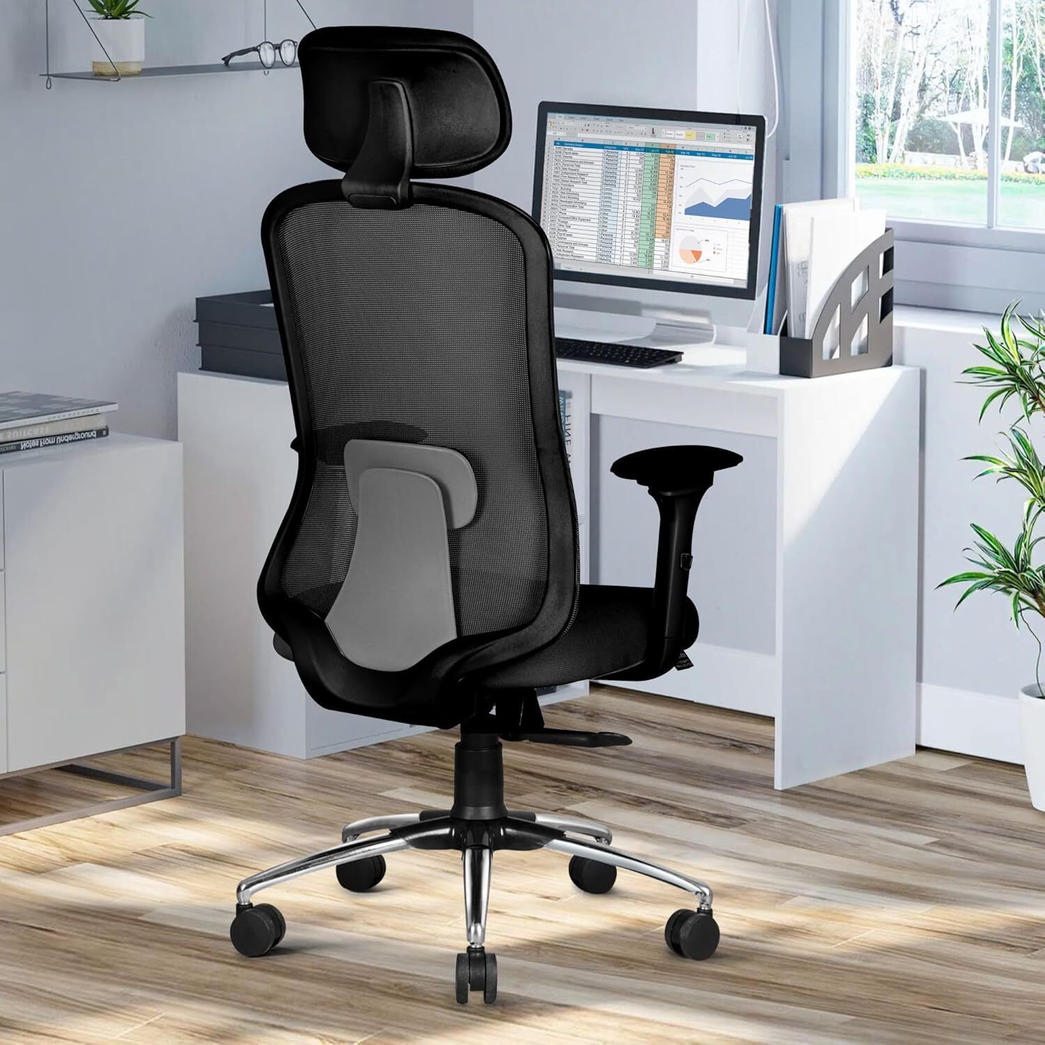 Erizo Ergonomic Office Chair|Multilock|4D Arm|Adjustable Head &Lumbar|Metal Base Mesh Office Executive Chair