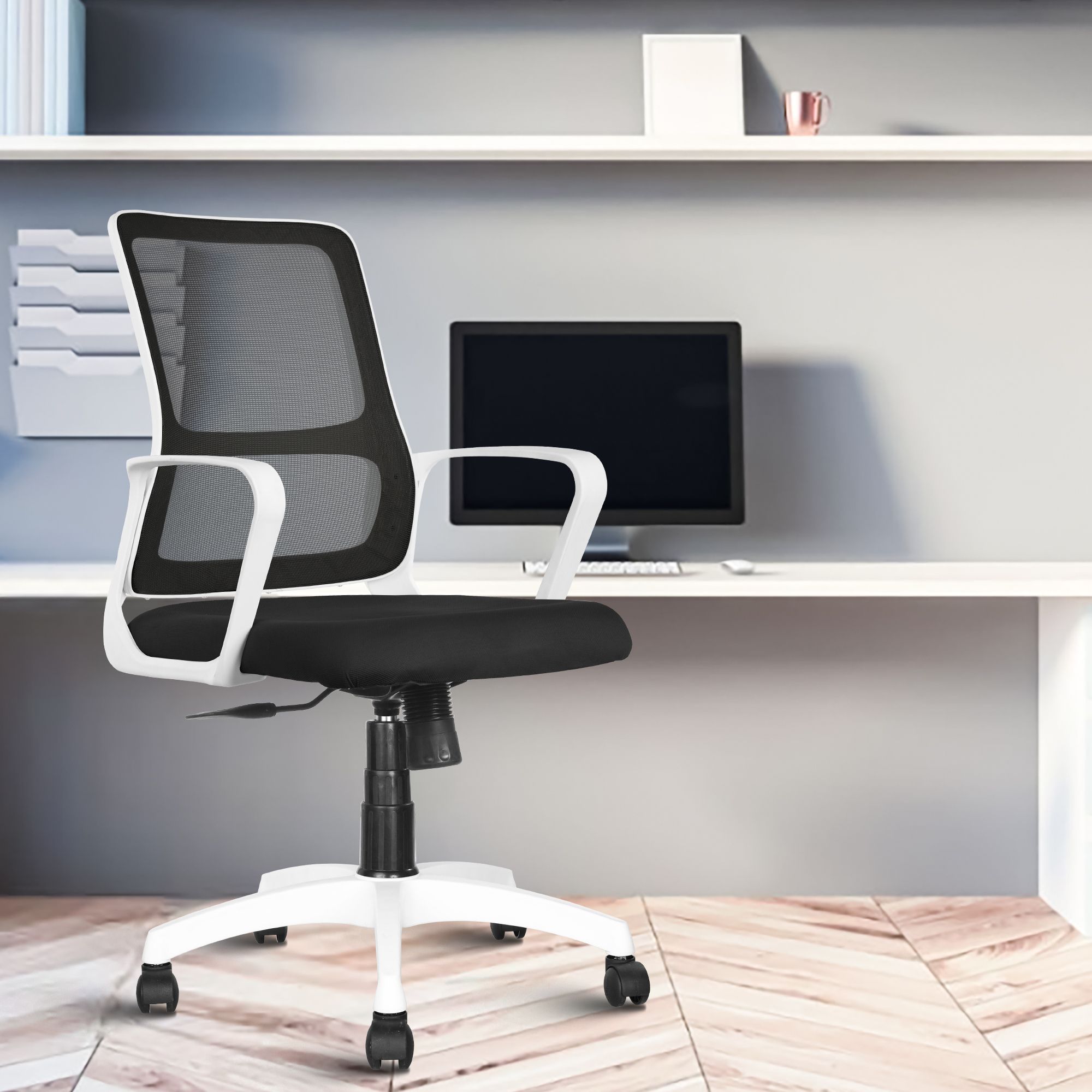 ROSE® Elanzo Mesh Mid-Back Ergonomic Office Chair Mesh, Fabric Office Adjustable Arm Chair-image-41