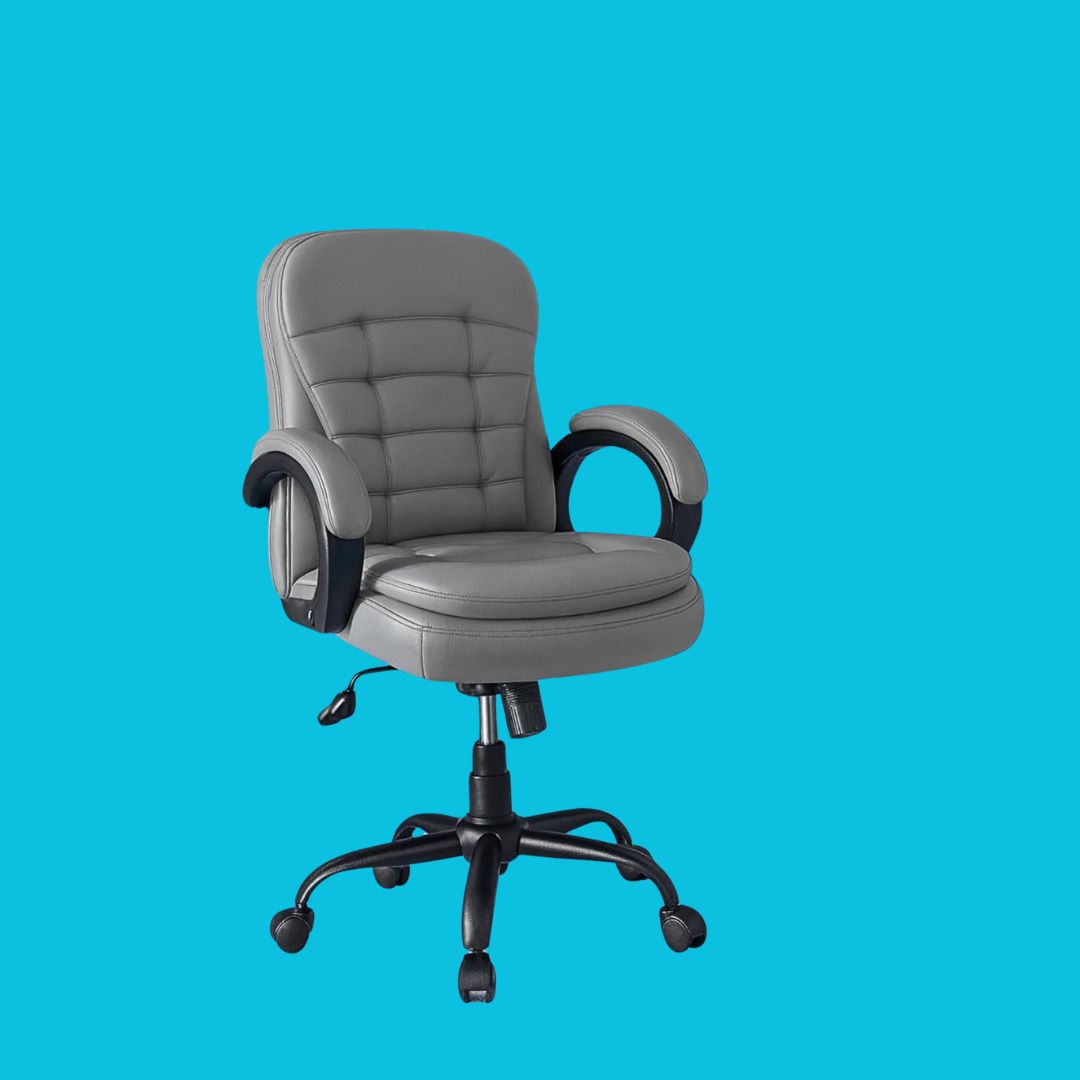 PrimeComfort Executive Mesh Office Chair with Cushioned Seat Leatherette Office Adjustable Arm Chair-image-26