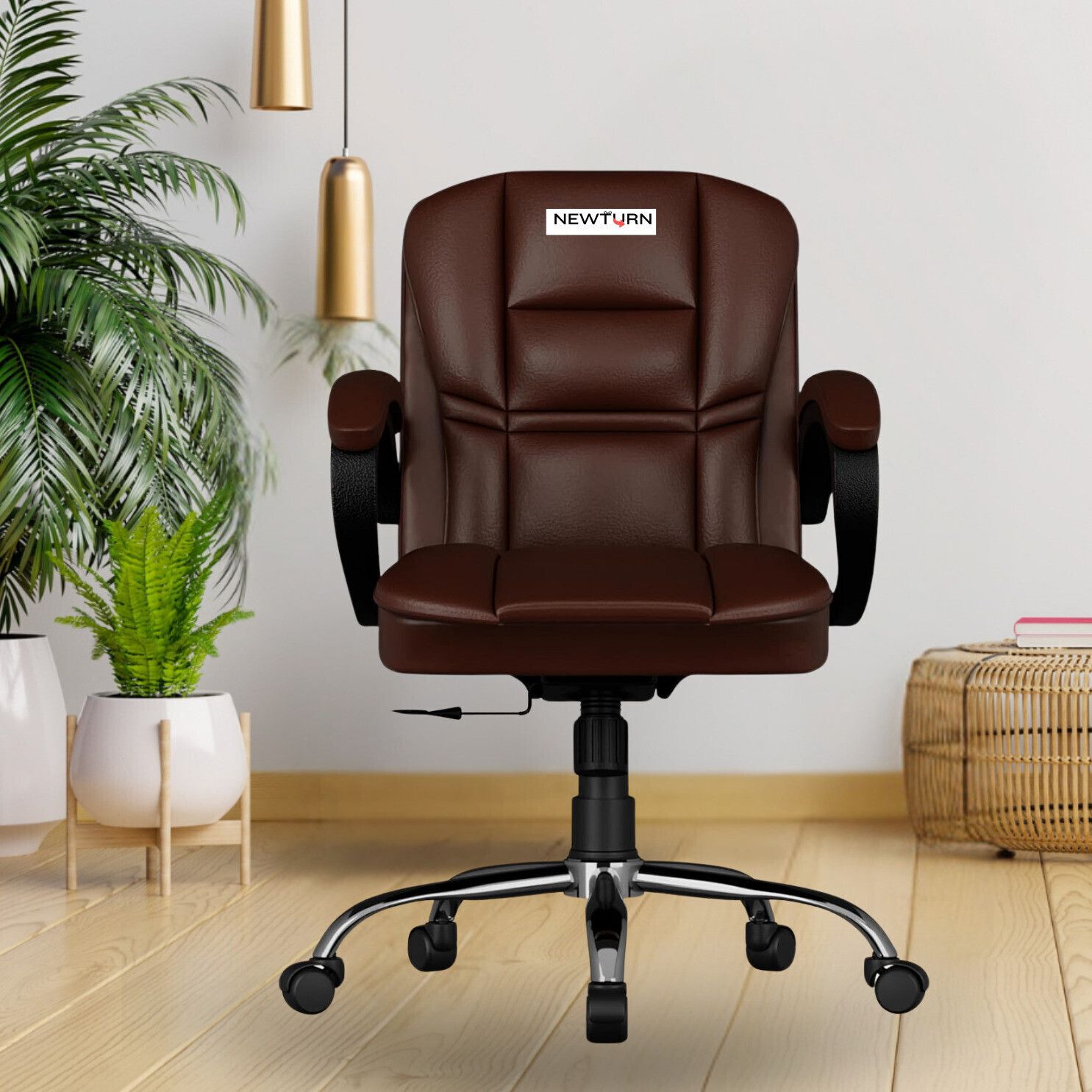 Mario Mid back Work from home/Office/study/desk(WFH)(2 Yrs parts Repl. wrty) Leather Office Adjustable Arm Chair-image-31