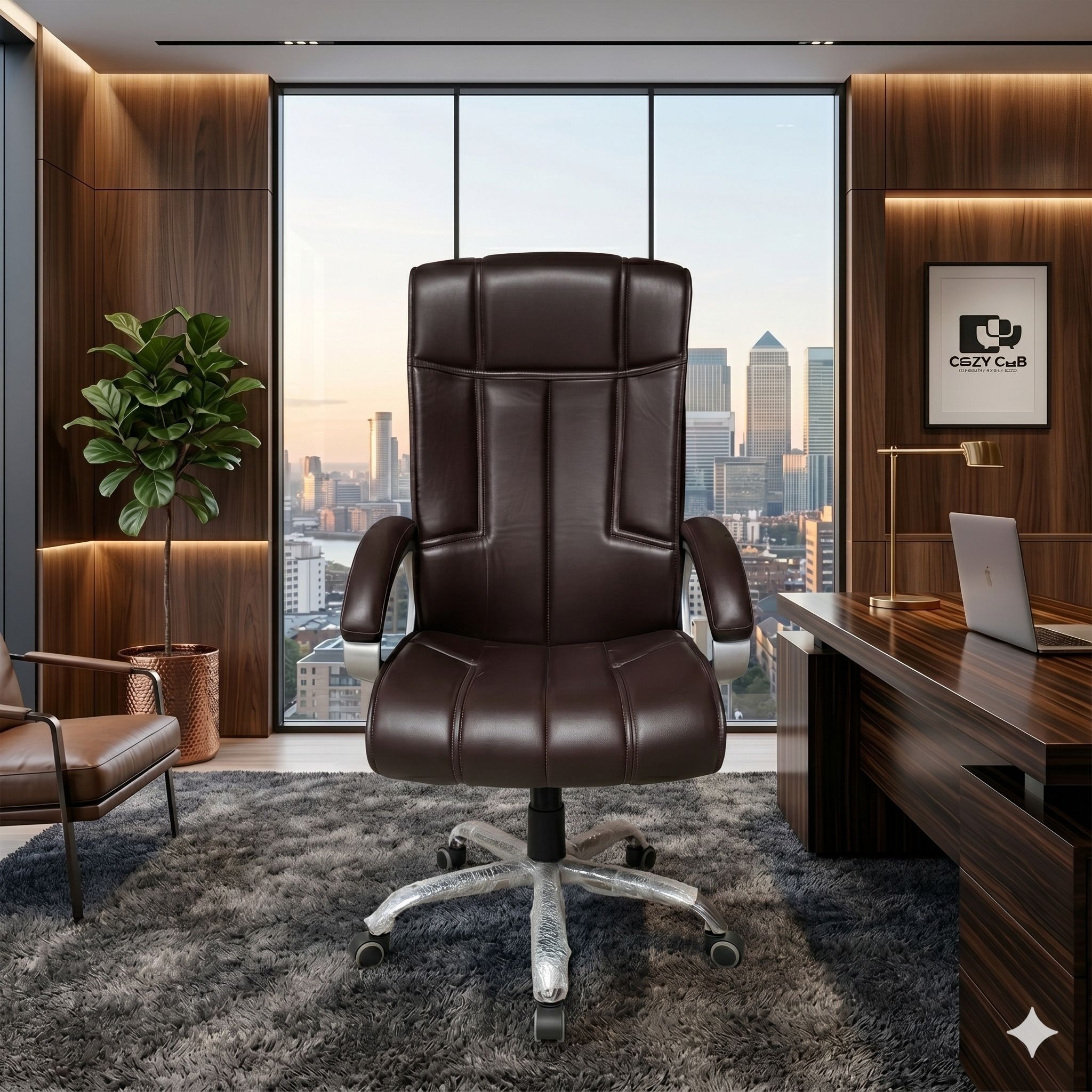 cozy cub HIGH Back with Steel Base and 1 Year manufacturer Warranty on the Product Leatherette Office Executive Chair-picture-35