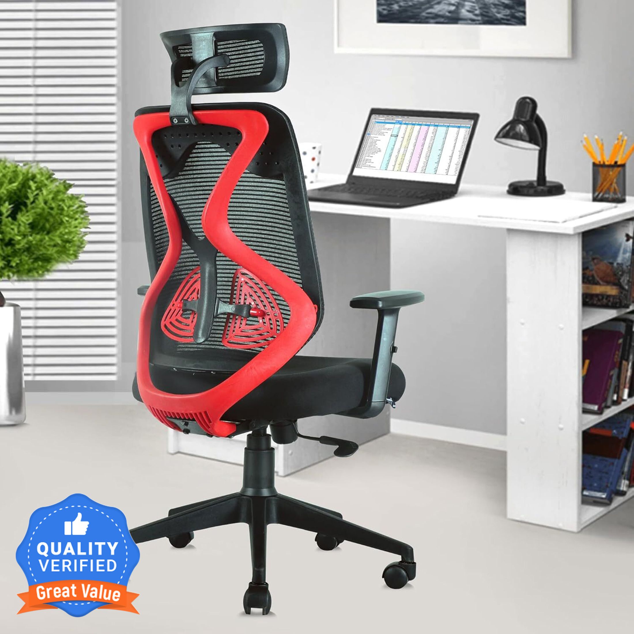 Ergofit Ergonomic Chair 2D Headrest,Tilt Lock Mechanism Nylon Base Mesh Office Adjustable Arm Chair-image-15