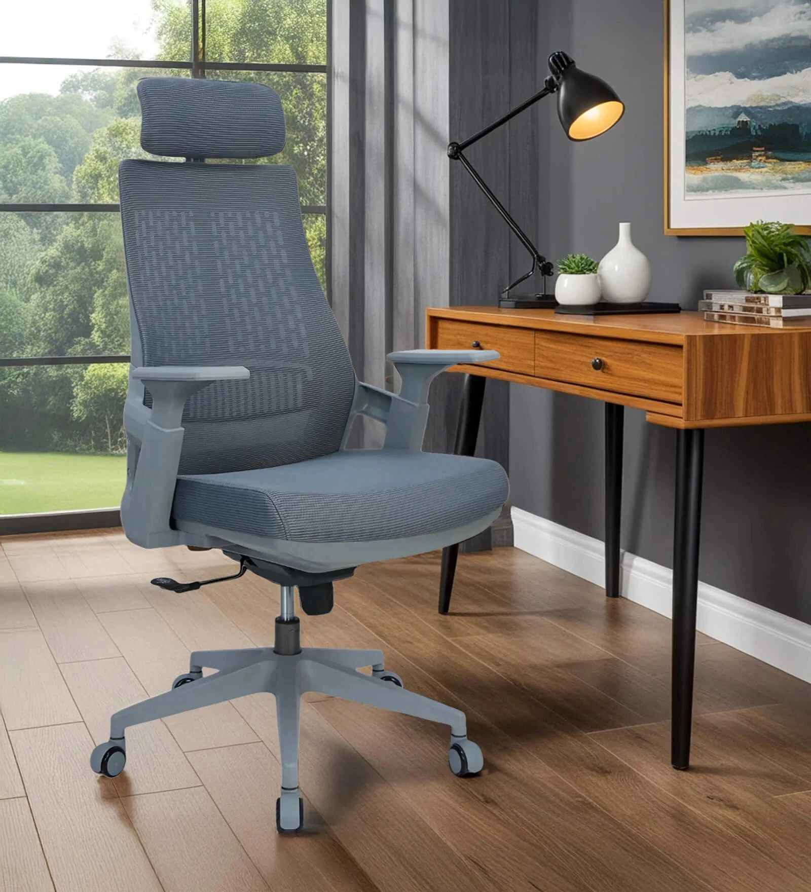 From Pepperfry Arisa High Back Ergonomic/Breathable Mesh Chair For Office/Home Nylon Office Arm Chair-image-12