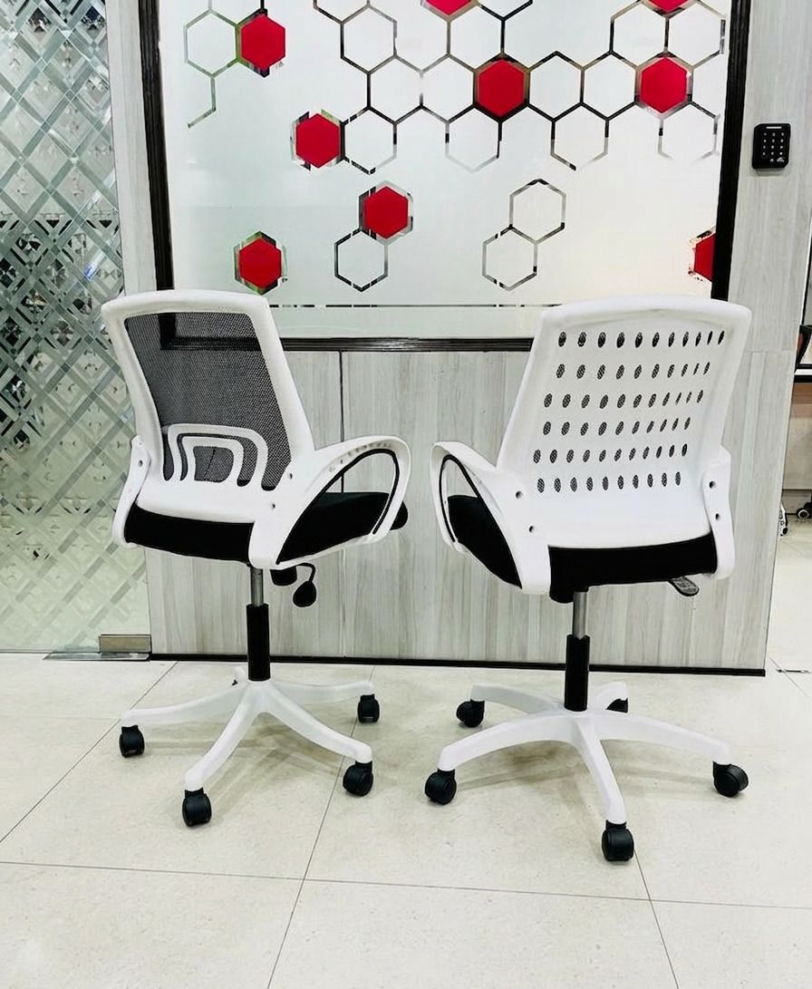 mid-back ergonomic office chair Black and White Pack of -2 Fabric Office Executive Chair-image-12