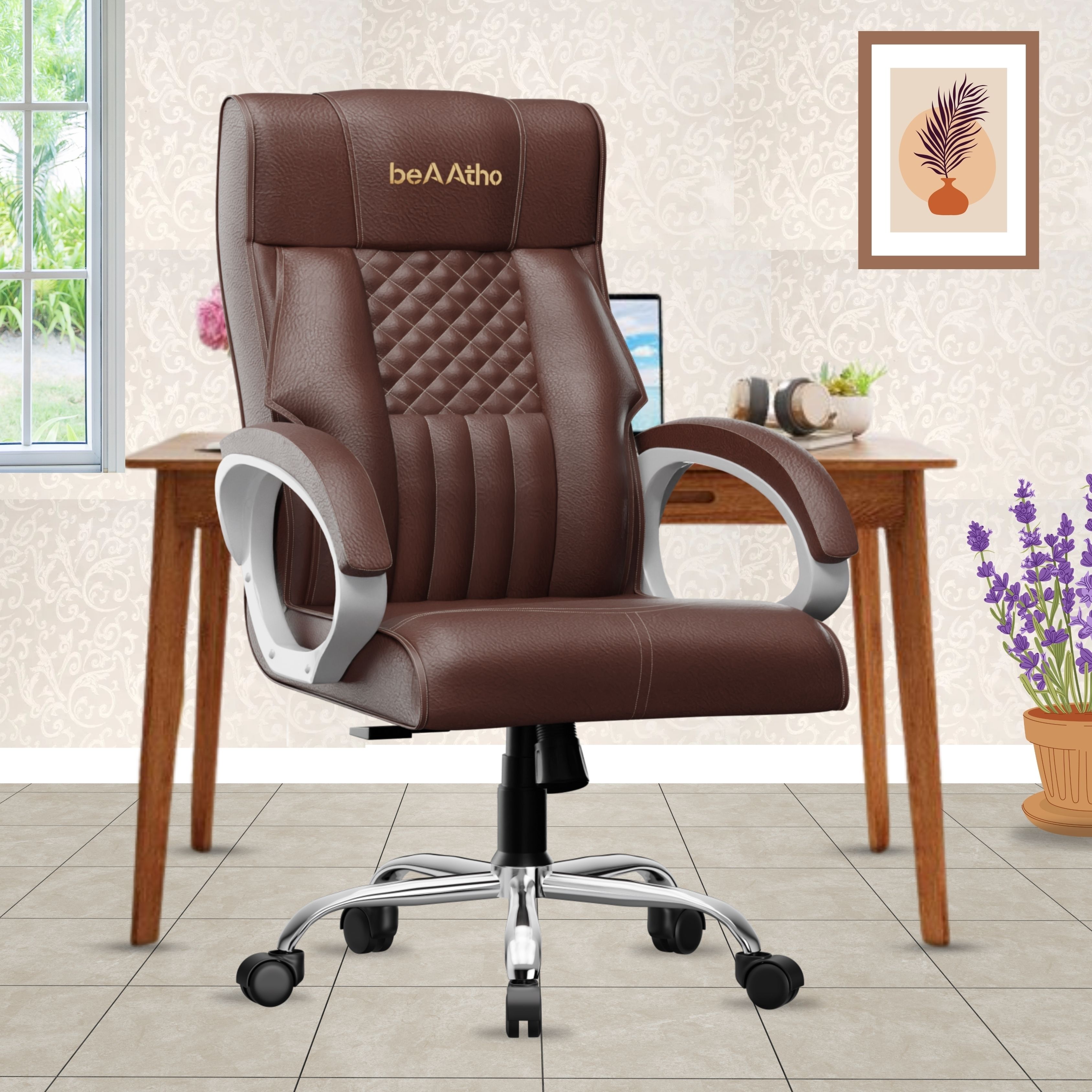 Oxford High Back Ergonomic Revolving Chair Leatherette Office Executive Chair