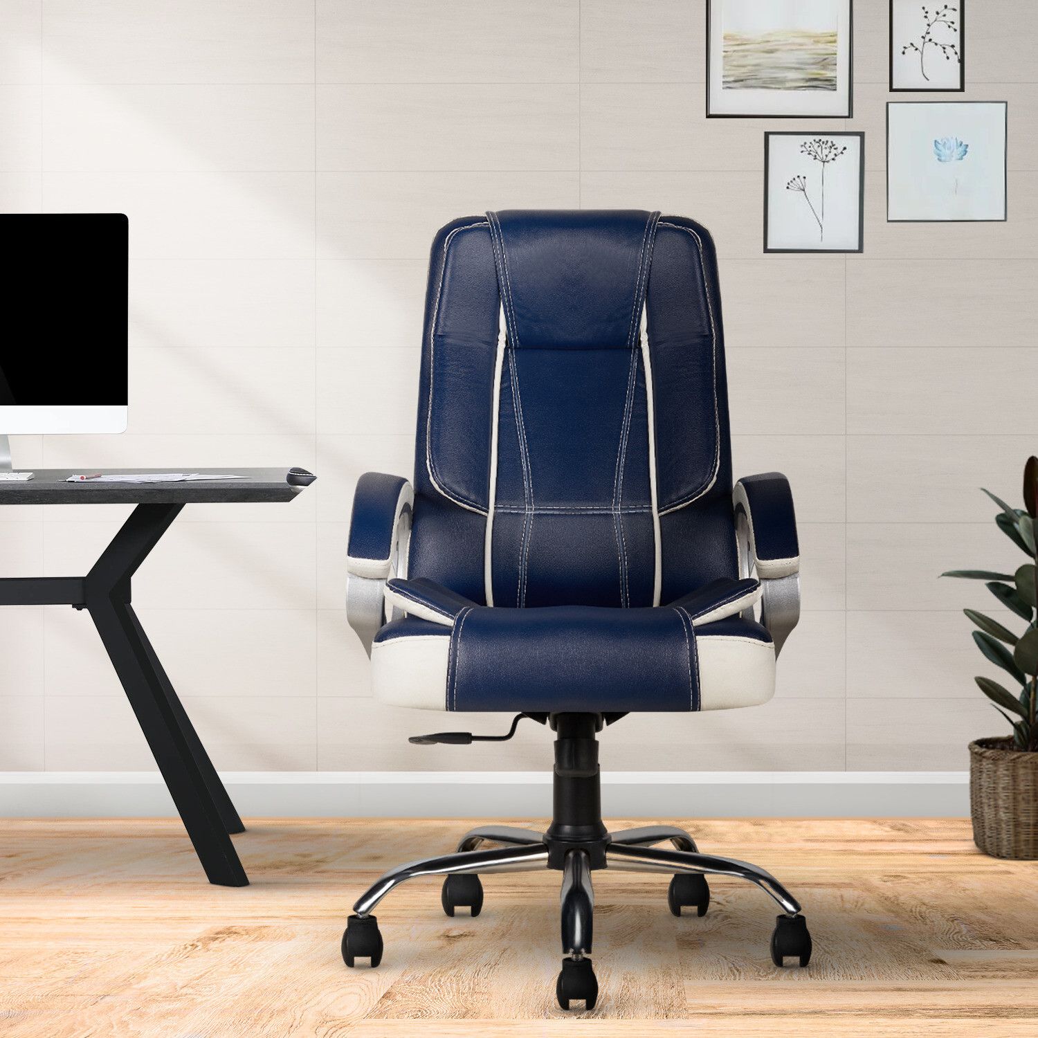CELLBELL C102 Watson Mid Back Executive Leatherette Chair | Adjustable Height Leatherette Office Executive Chair-image-4
