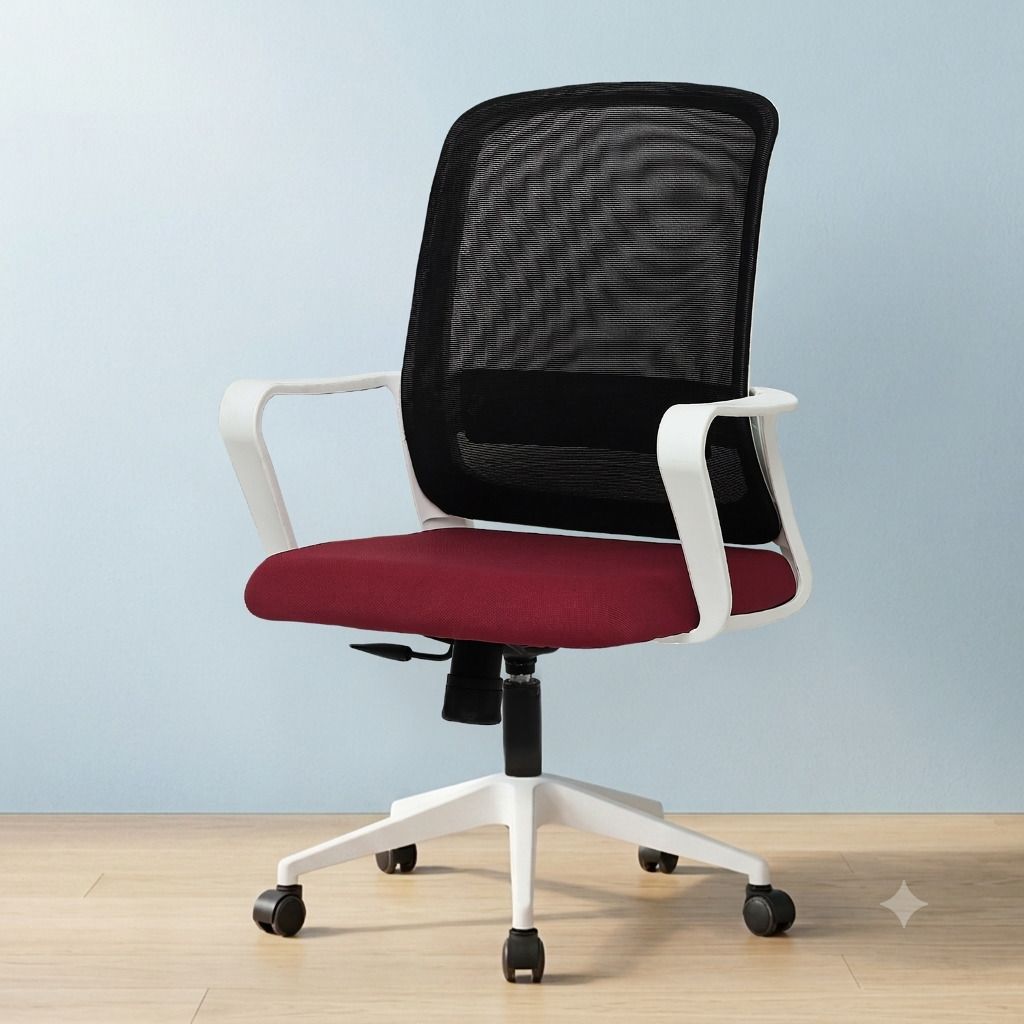 Rico Mid Back Ergonomic Office Chair with Nylon Base Mesh Office Adjustable Arm Chair-image-14