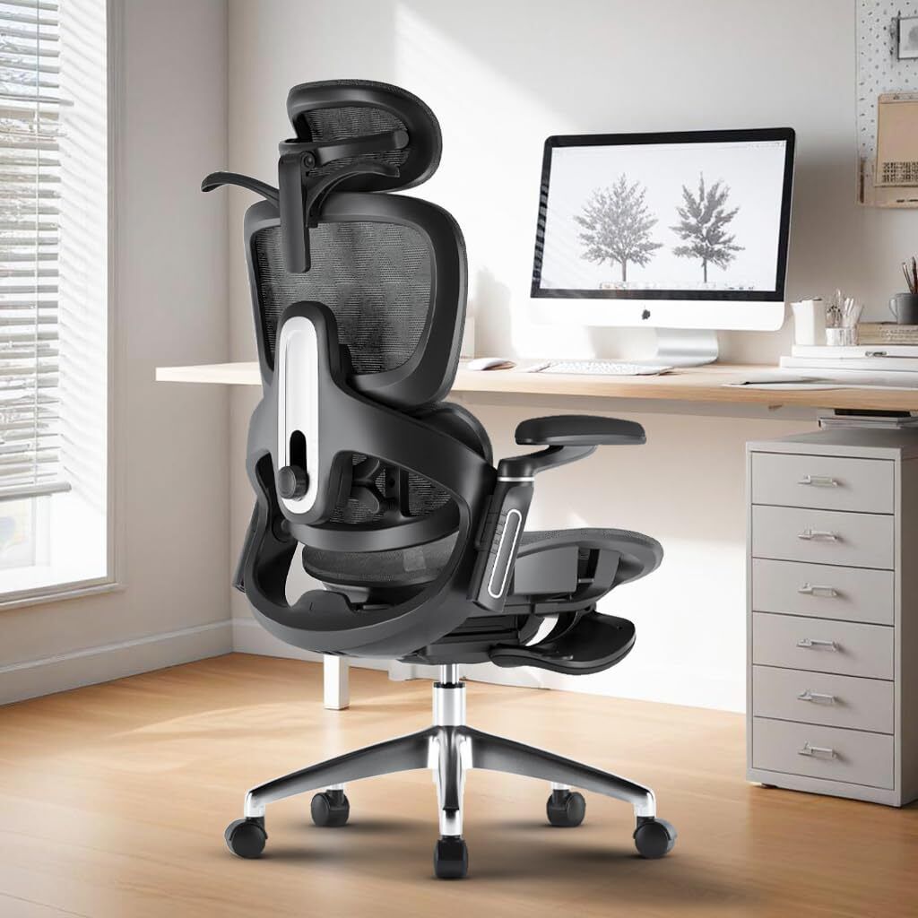 Ergonomic Office Chair 6D Armrest, 4D Headrest & Lumbar Support with Footrest Mesh Office Executive Chair-image-21