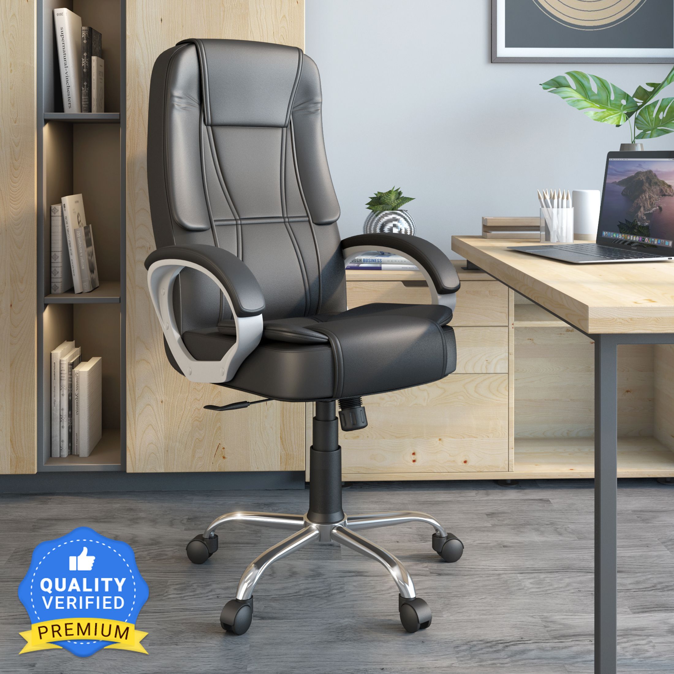 nilkamal Kyoto Leatherette Office Adjustable Arm Chair-picture-24