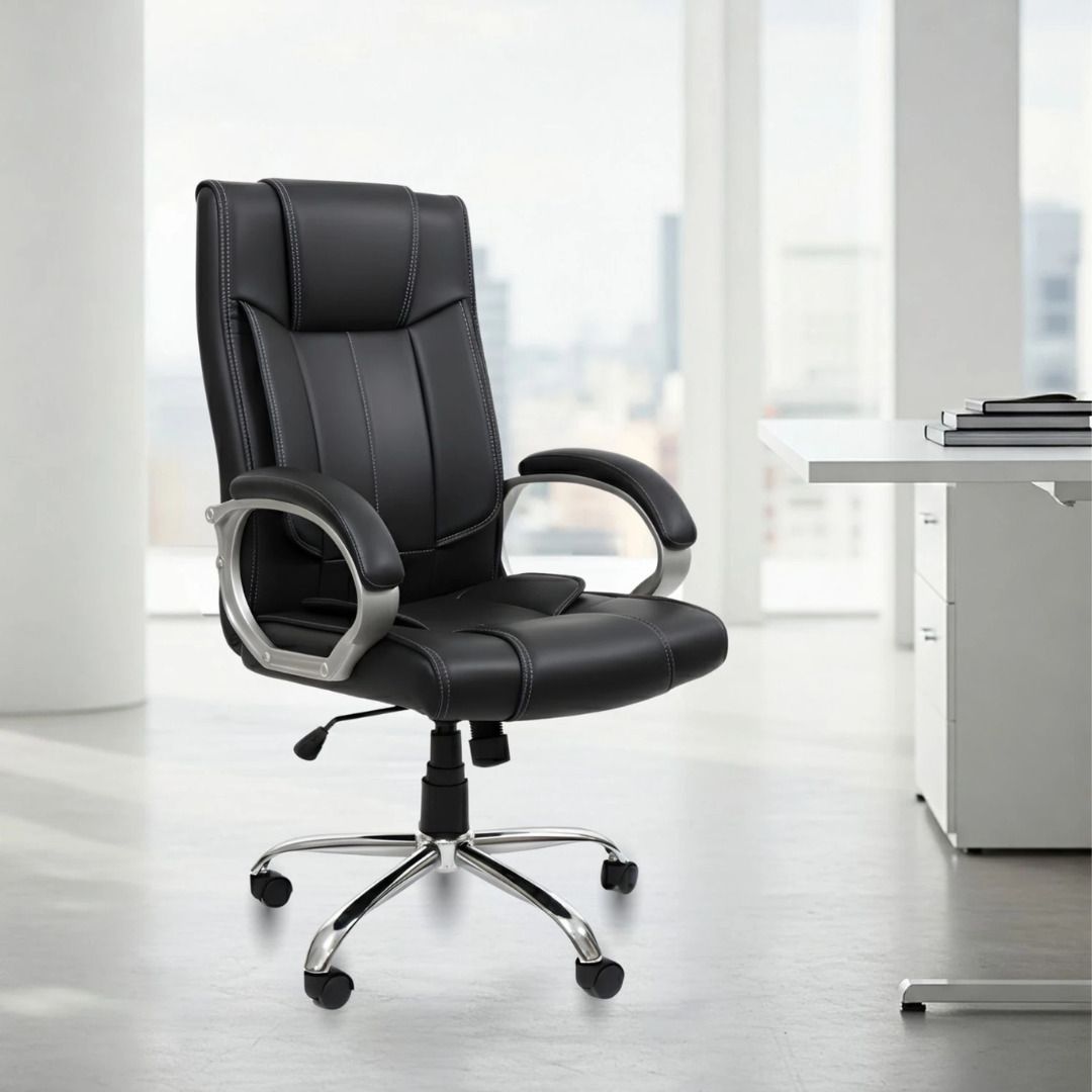 Leatherette Office Adjustable Arm Chair-image-38