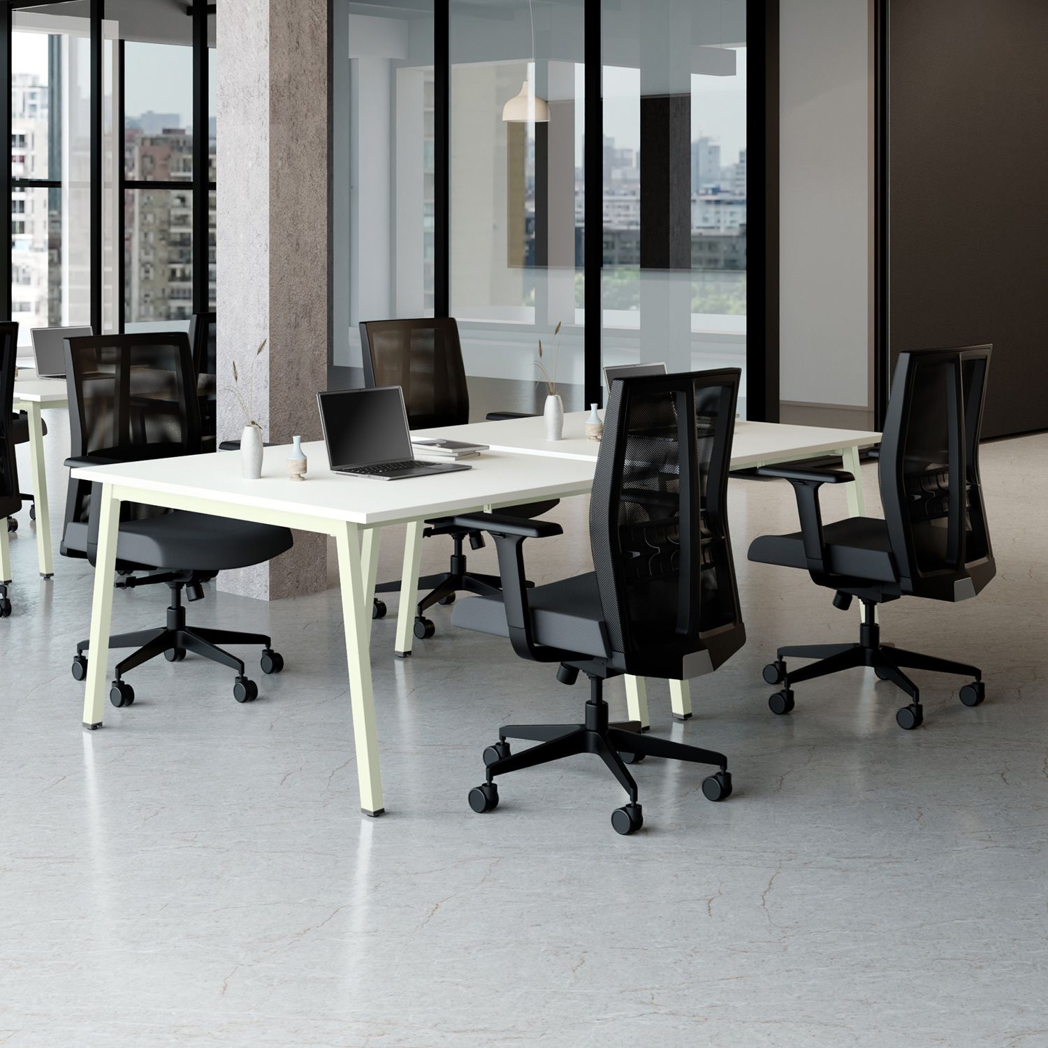 Flow Double Sided Engineered Wood Office Table-image-22