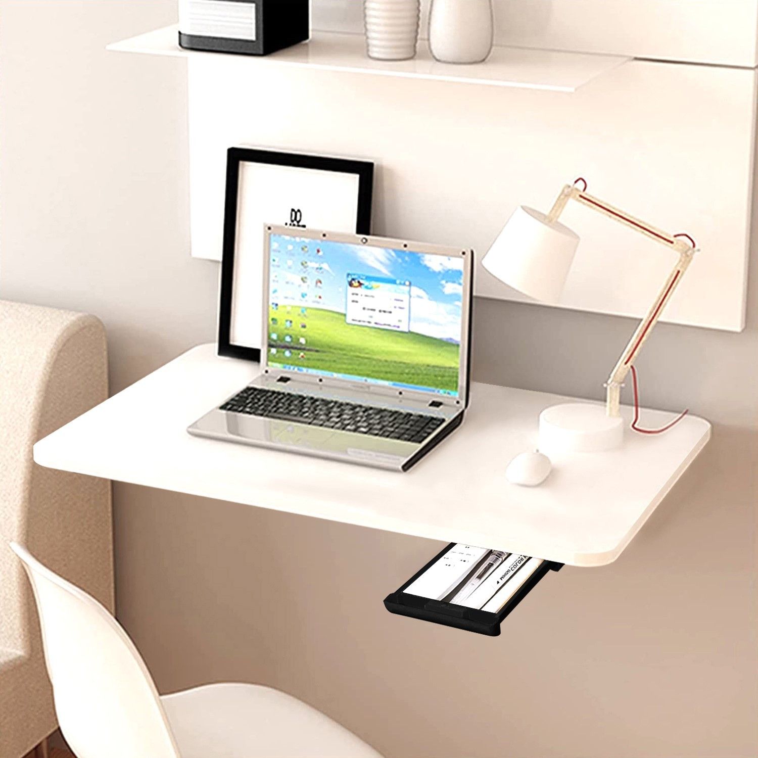 Wall mounted Office Study table(24 inches X 16 inches) ,Office Table Stand/Laptop Table Foldable..(Matt White) Solid Wood Study Table-image-49